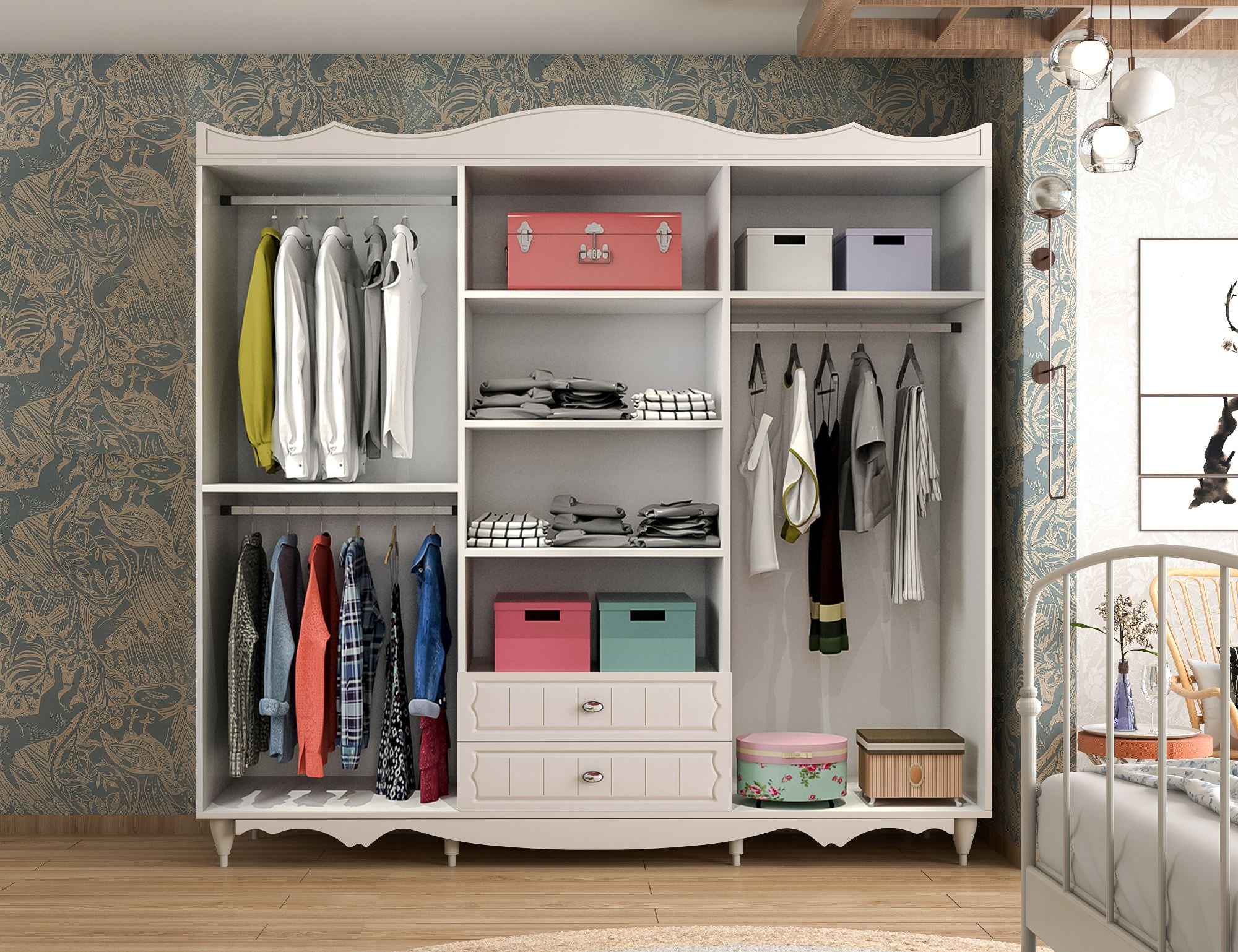 Guarda-roupa – 210 cm x 190 cm x 52 cm – Branco Fosco – Aglomerado