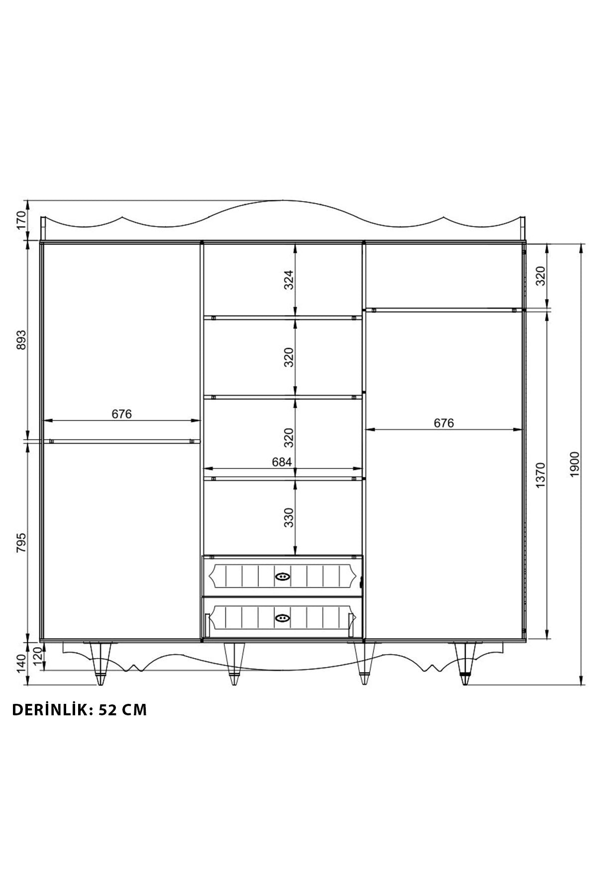 Guarda-roupa – 210 cm x 190 cm x 52 cm – Branco Fosco – Aglomerado