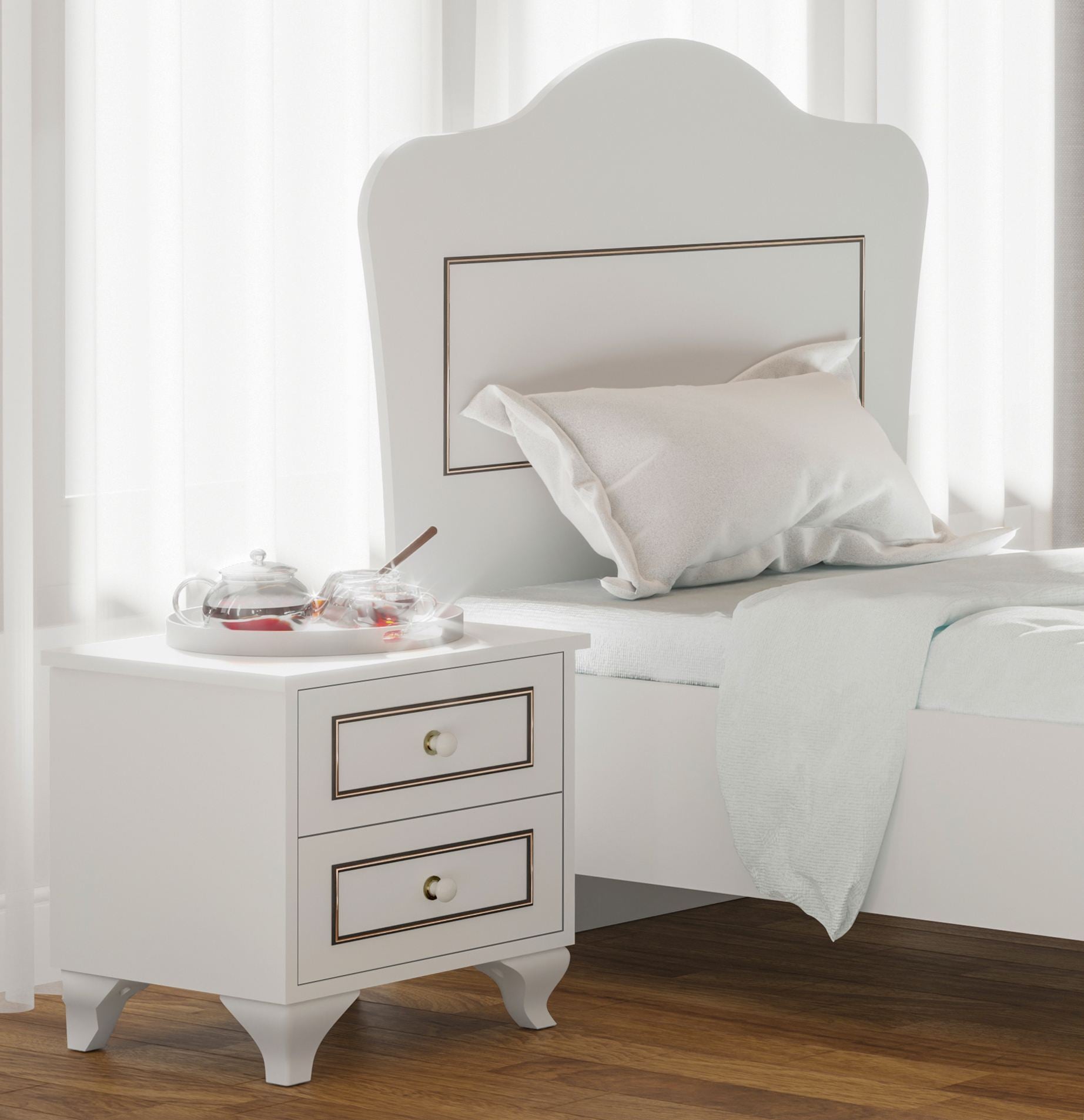 Mesa de cabeceira – 45 cm x 45 cm x 40 cm – Branco fosco – Aglomerado com melamina