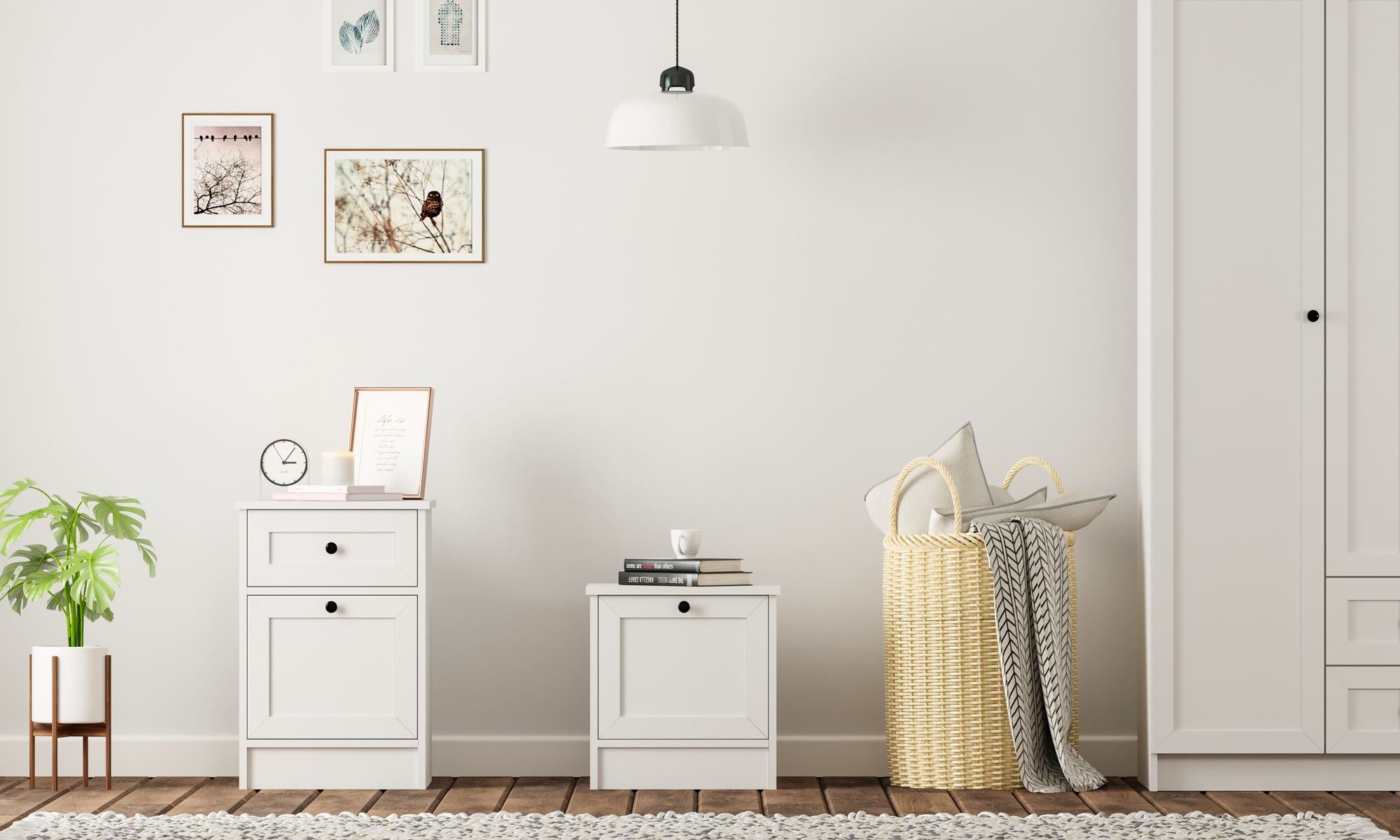 Mesa de cabeceira – 45 cm x 64 cm x 40 cm – Branco Fosco – Aglomerado