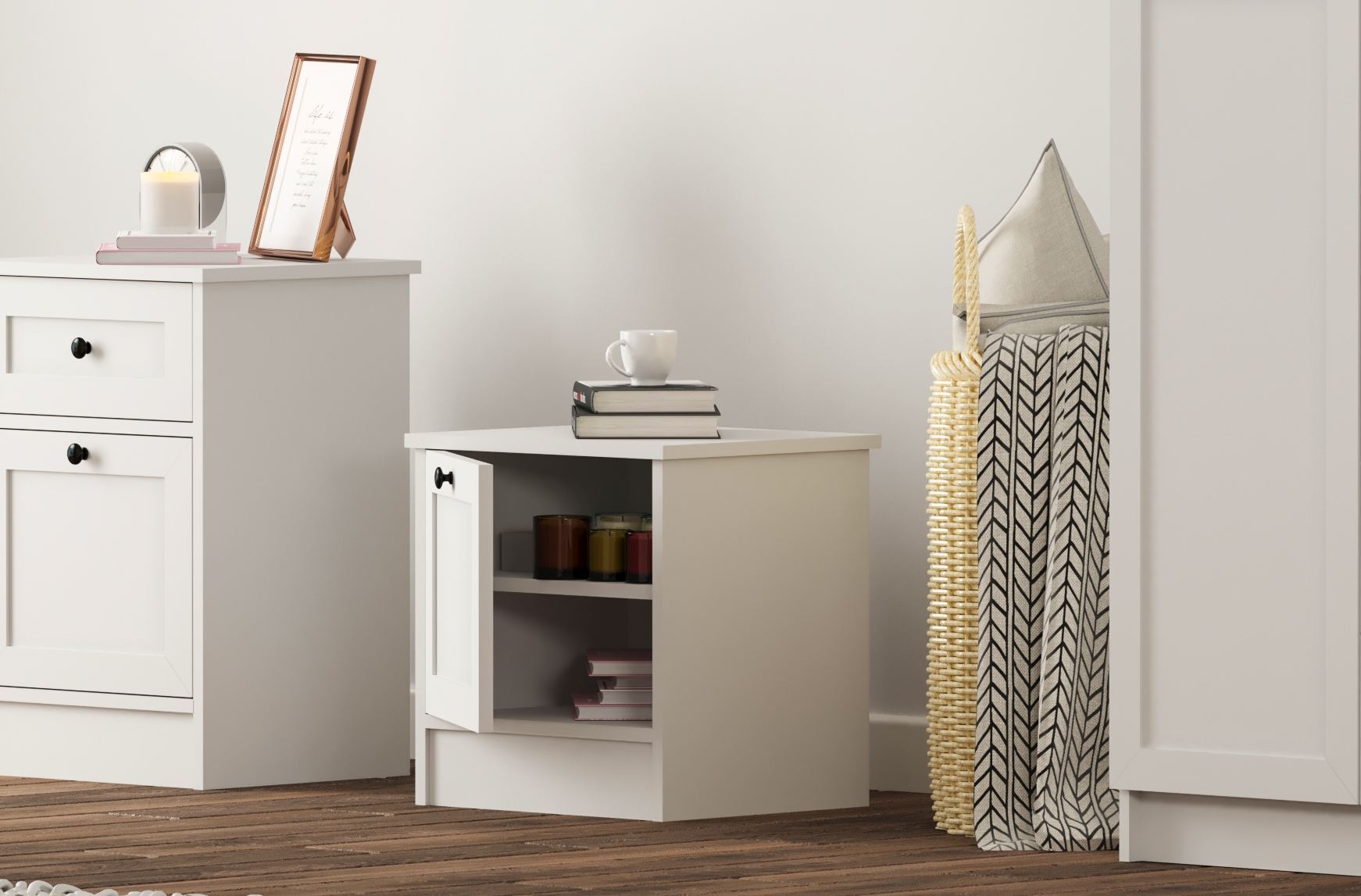 Mesa de cabeceira – 45 cm x 64 cm x 40 cm – Branco Fosco – Aglomerado