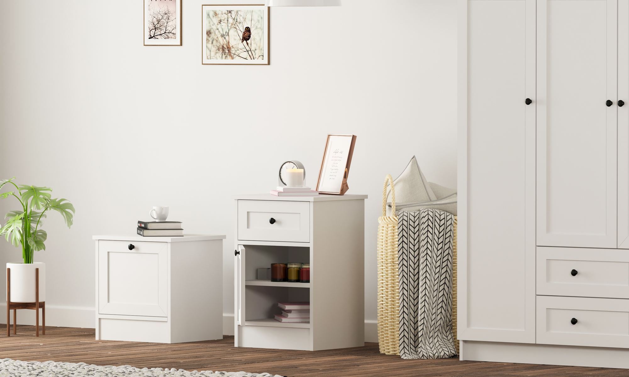Mesa de cabeceira – 45cm x 64cm x 40cm – Branco Fosco – Aglomerado