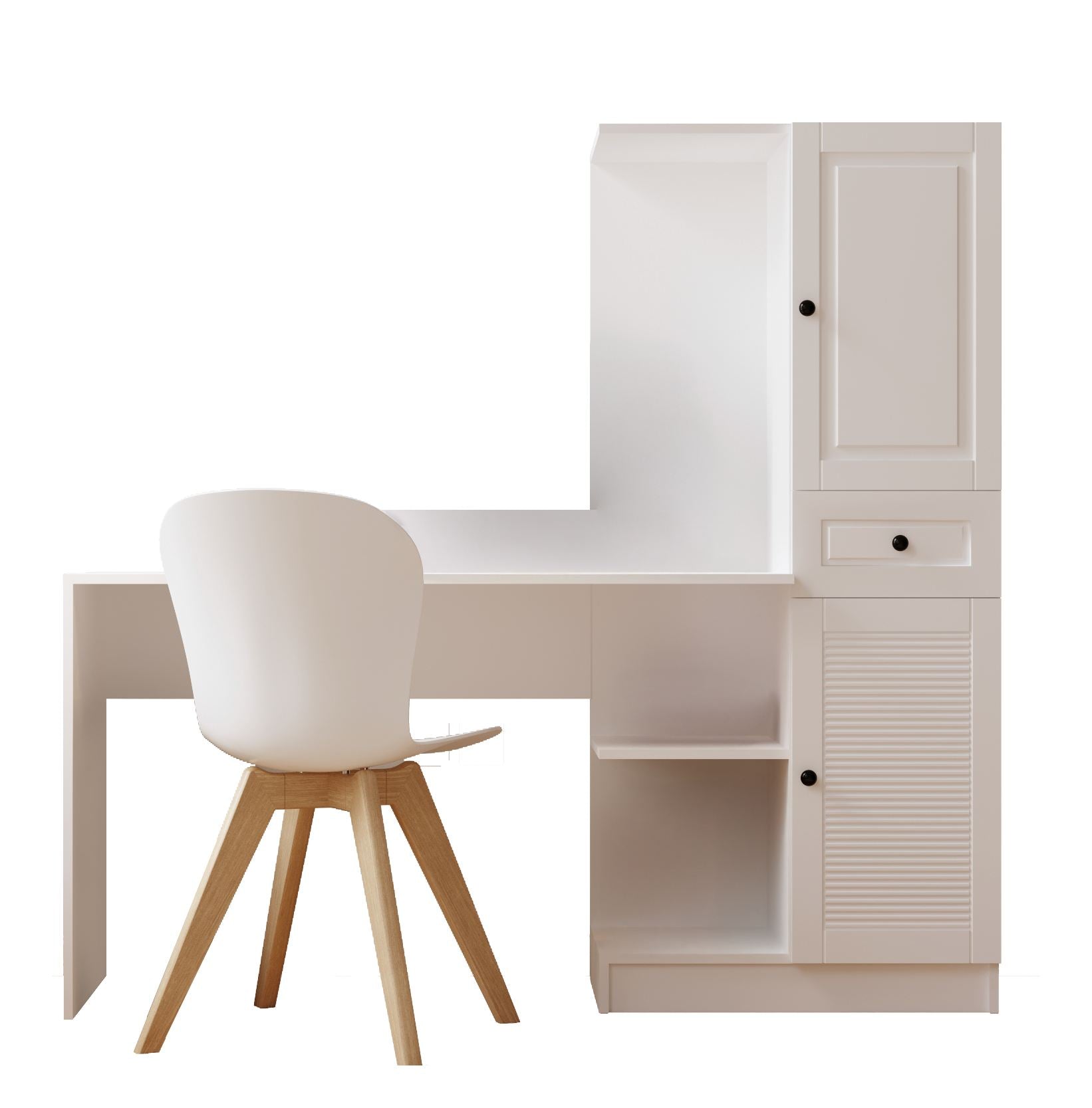 Secretária de Estudo e Estante – 120cm x 75cm x 40cm – Branco Fosco – Aglomerado