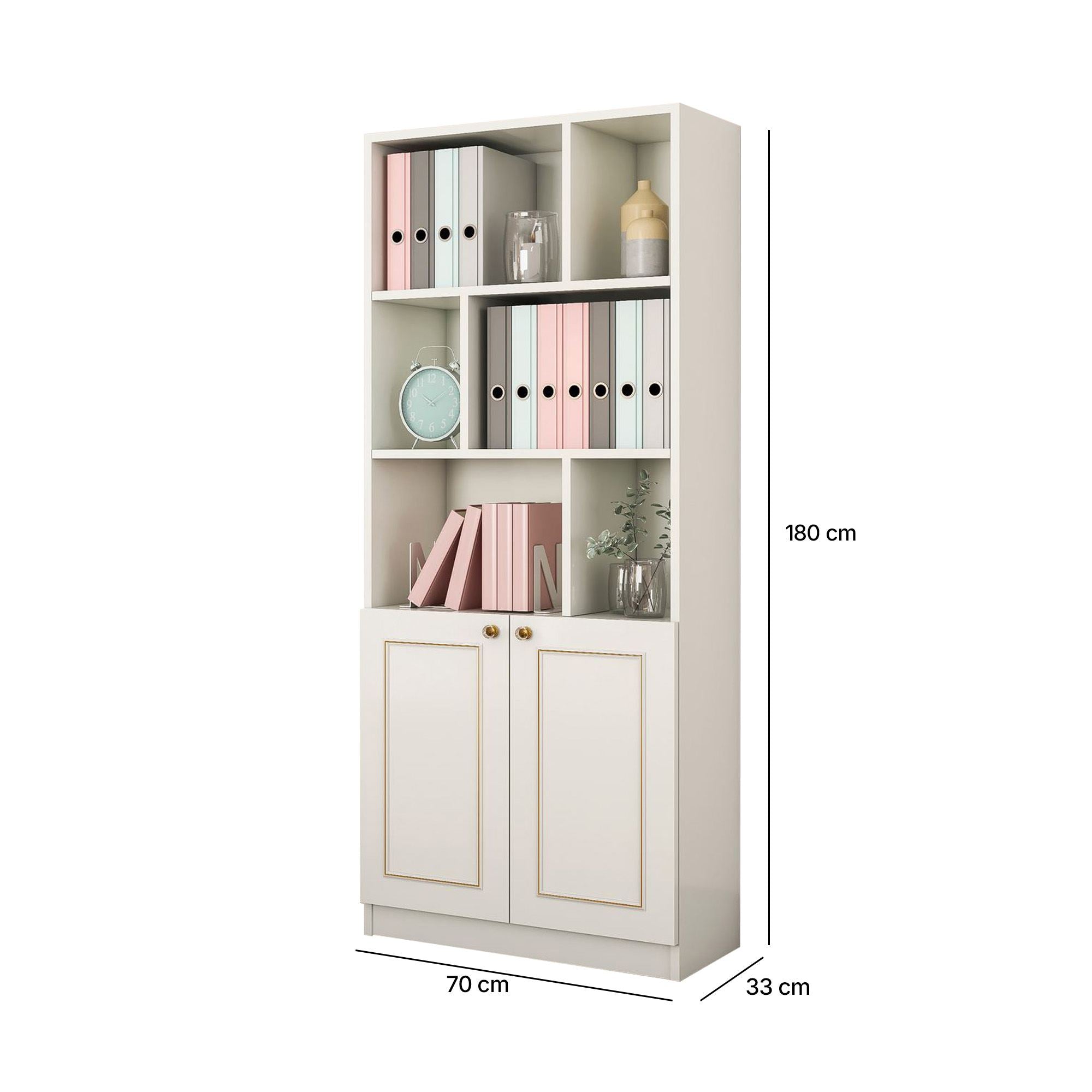 Estante de livros – 70 cm x 180 cm x 33 cm – Branco fosco – Aglomerado