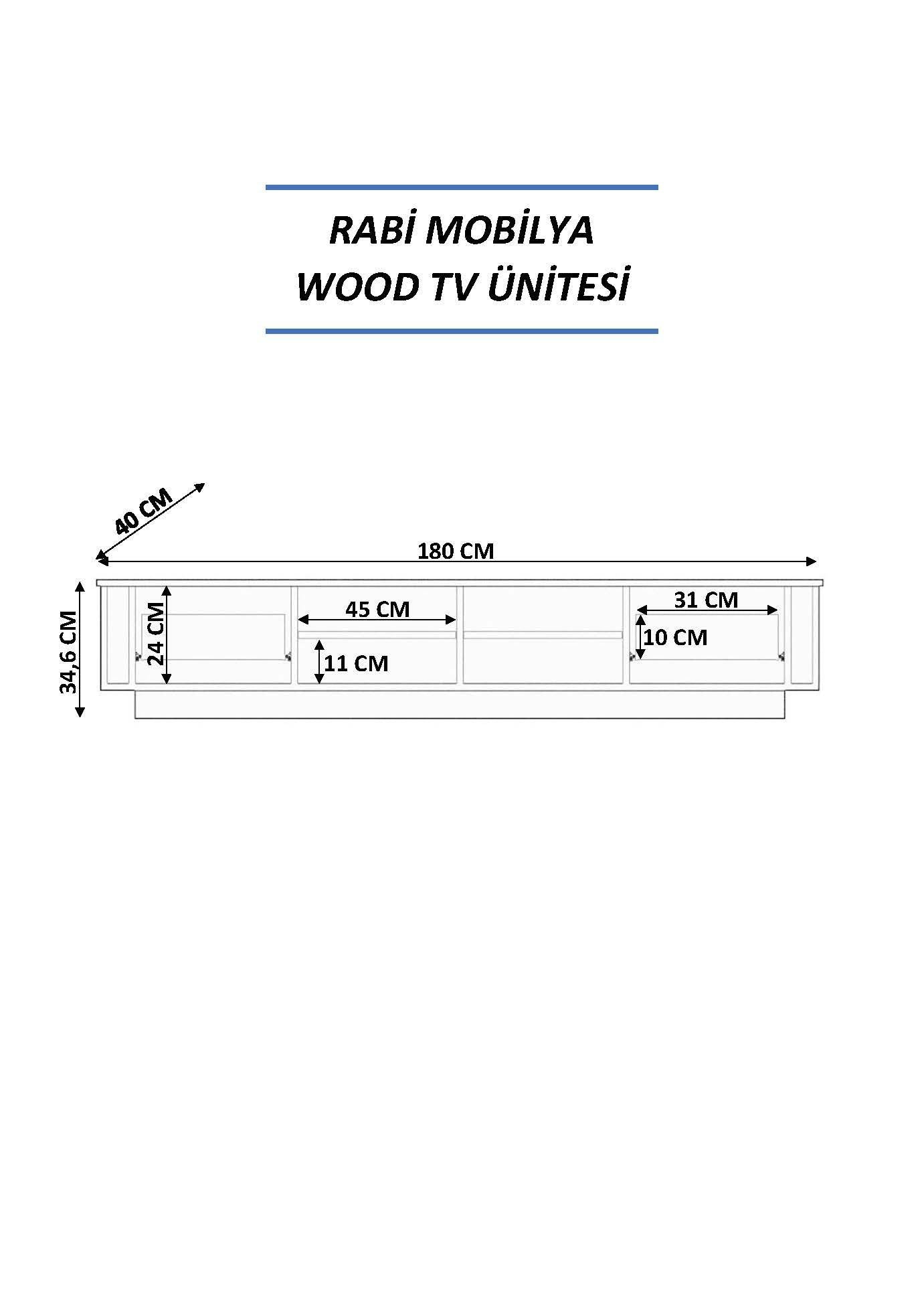 Móvel de TV – 180 cm x 35 cm x 40 cm – Cor de madeira – Carvalho