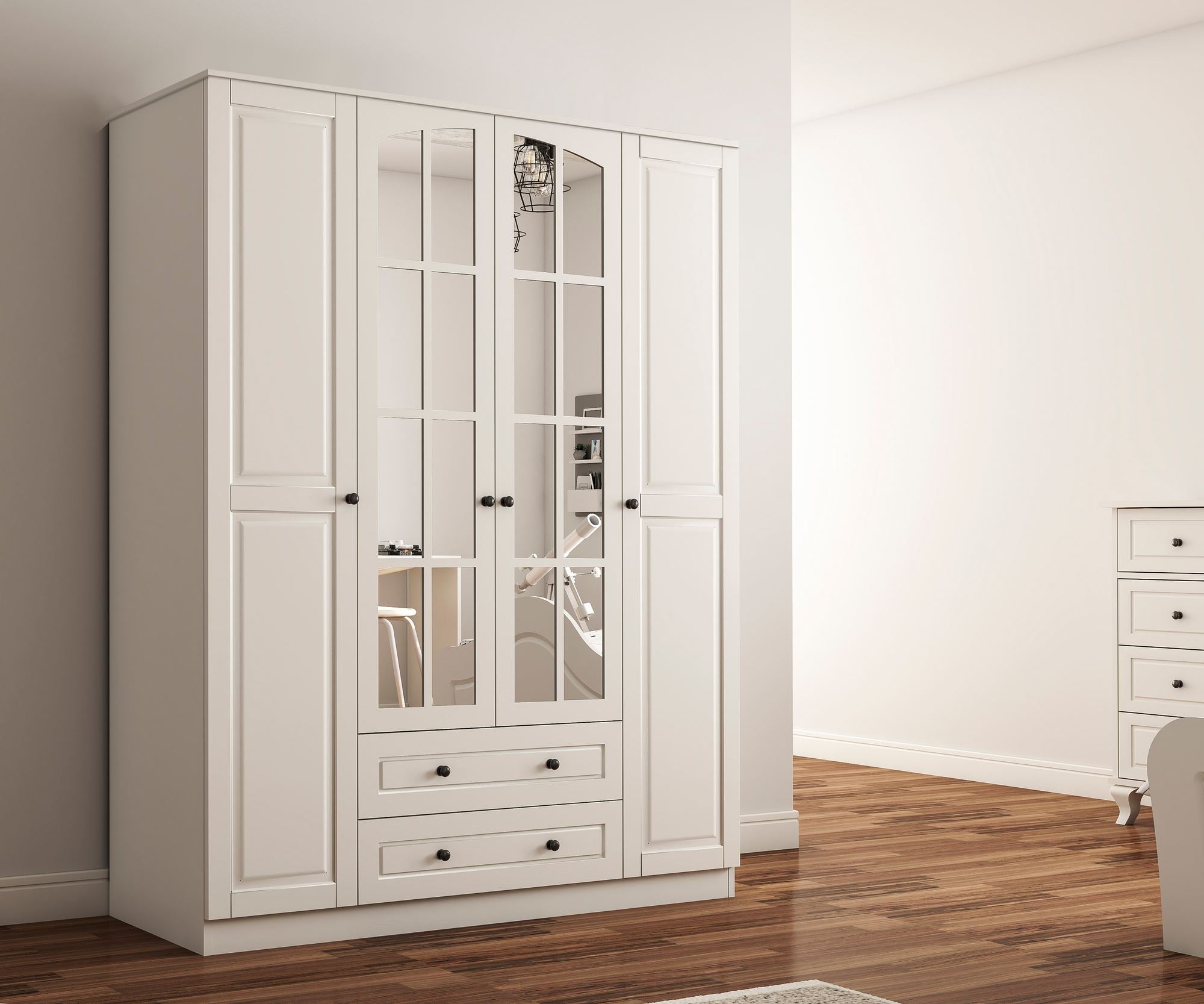 Conjunto de Quarto Jovem – Guarda-roupa 140x180x52cm, Cama 90x120x190cm, Mesa de Cabeceira 45x45x40cm – Branco Fosco – Aglomerado