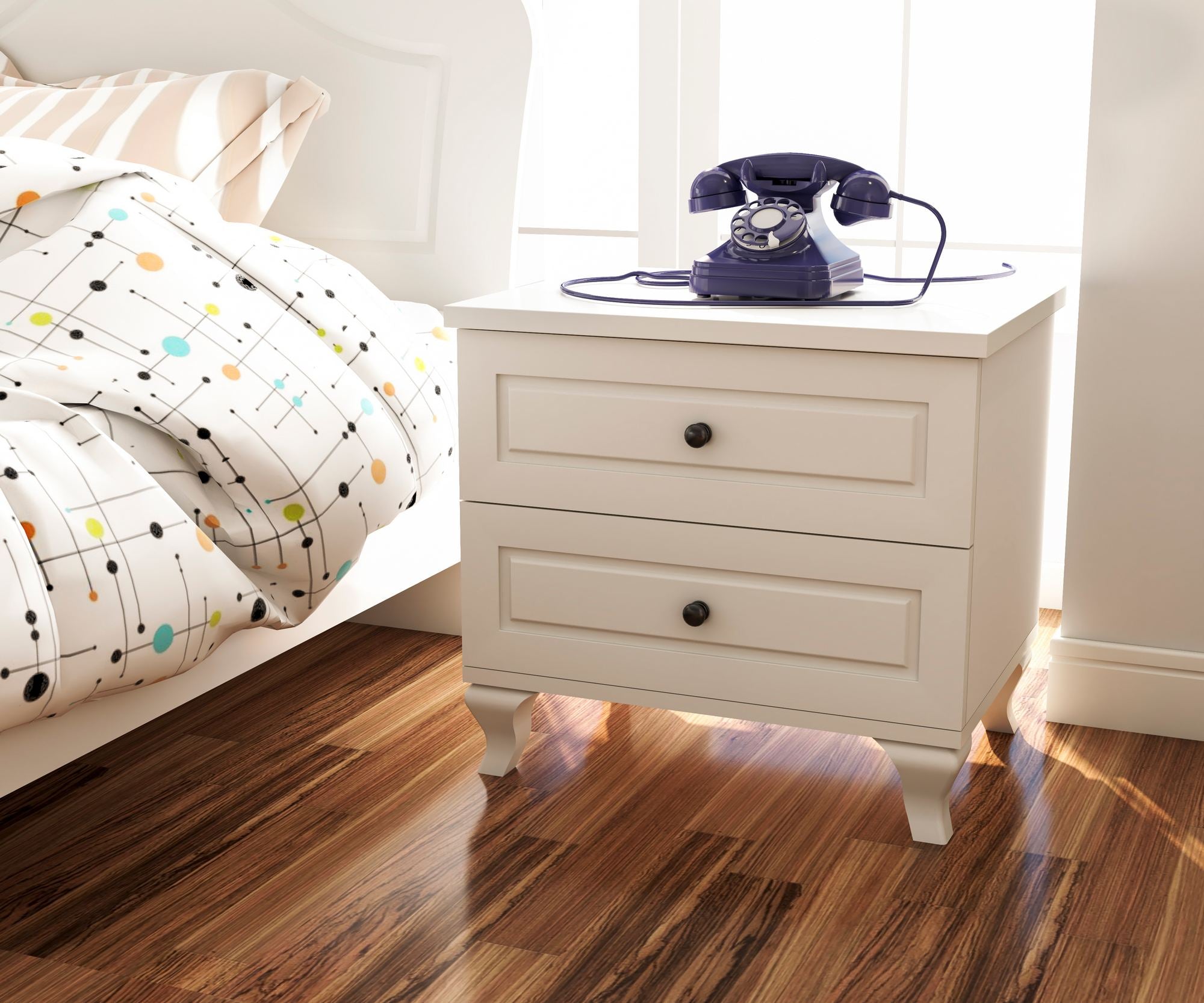 Conjunto de Quarto Jovem – Guarda-roupa 140x180x52cm, Cama 90x120x190cm, Mesa de Cabeceira 45x45x40cm – Branco Fosco – Aglomerado