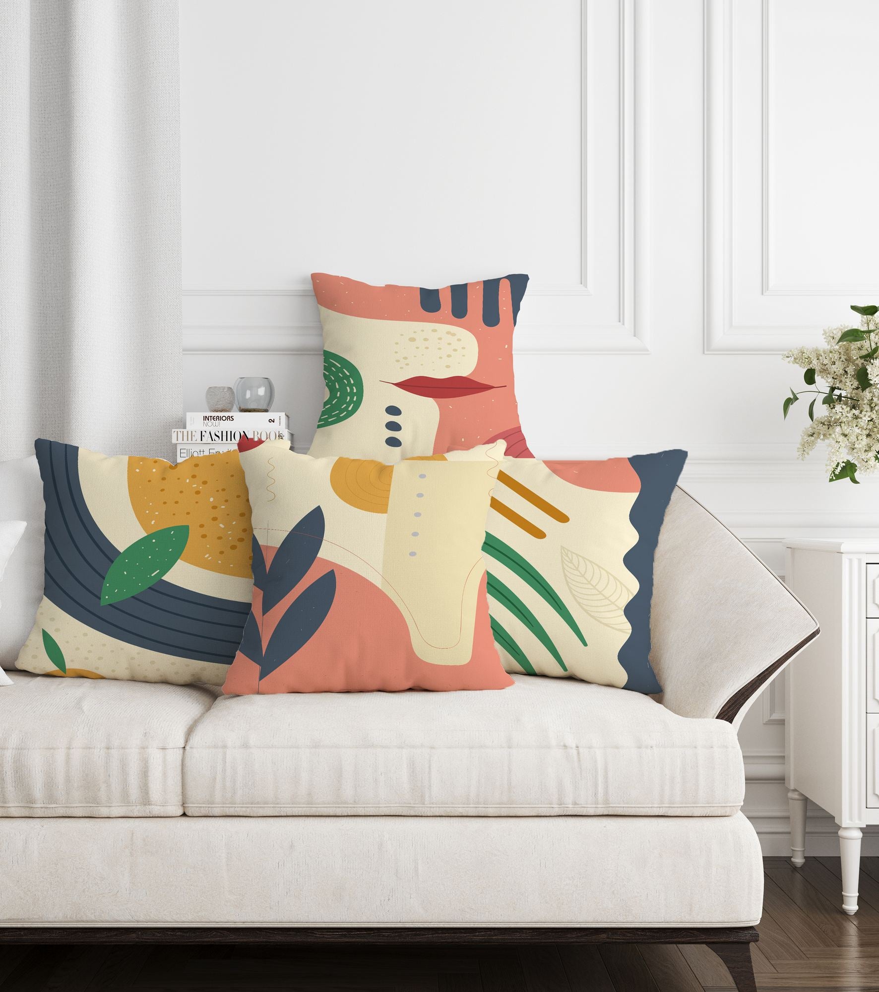 Conjunto de capa de almofada – 43 x 43 cm – Multicolorido – Algodão e poliéster