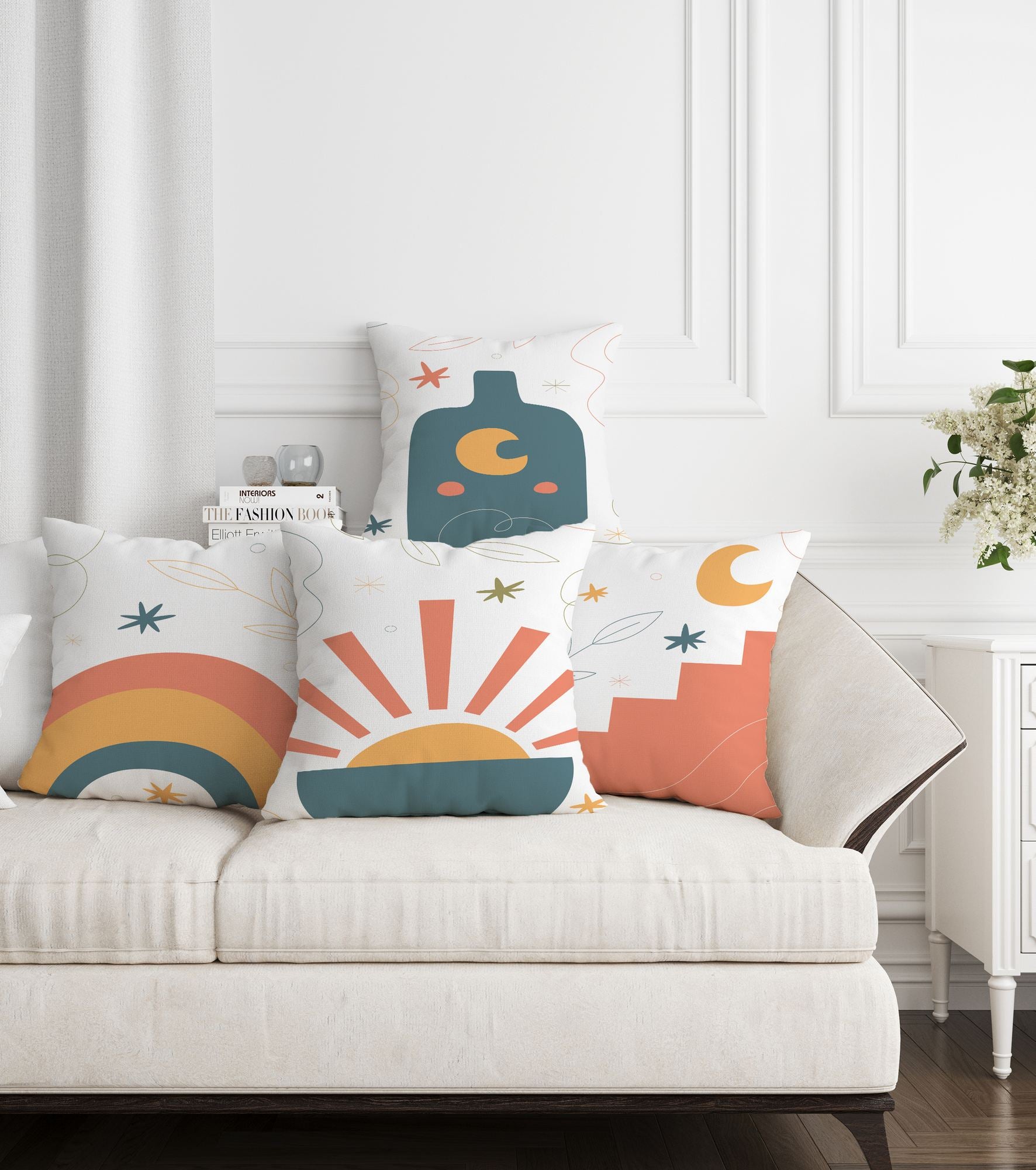 Conjunto de capa de almofada – 43 x 43 cm – Multicolorido – Algodão/Poliéster