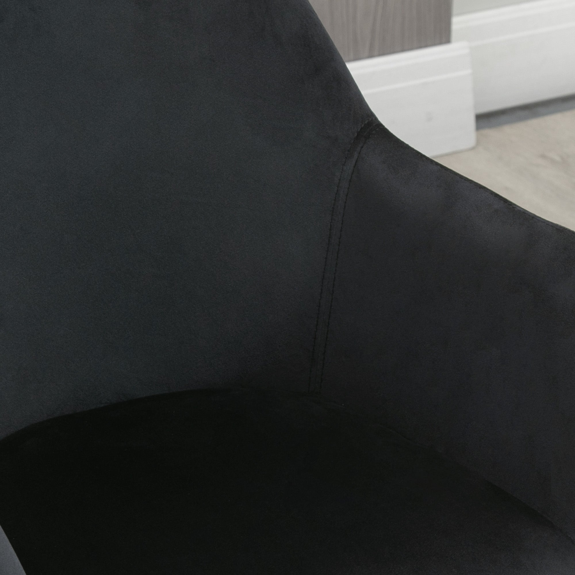 Conjunto de 2 Cadeiras de Sala de Jantar Estofadas em Veludo Preto 54x57x80cm