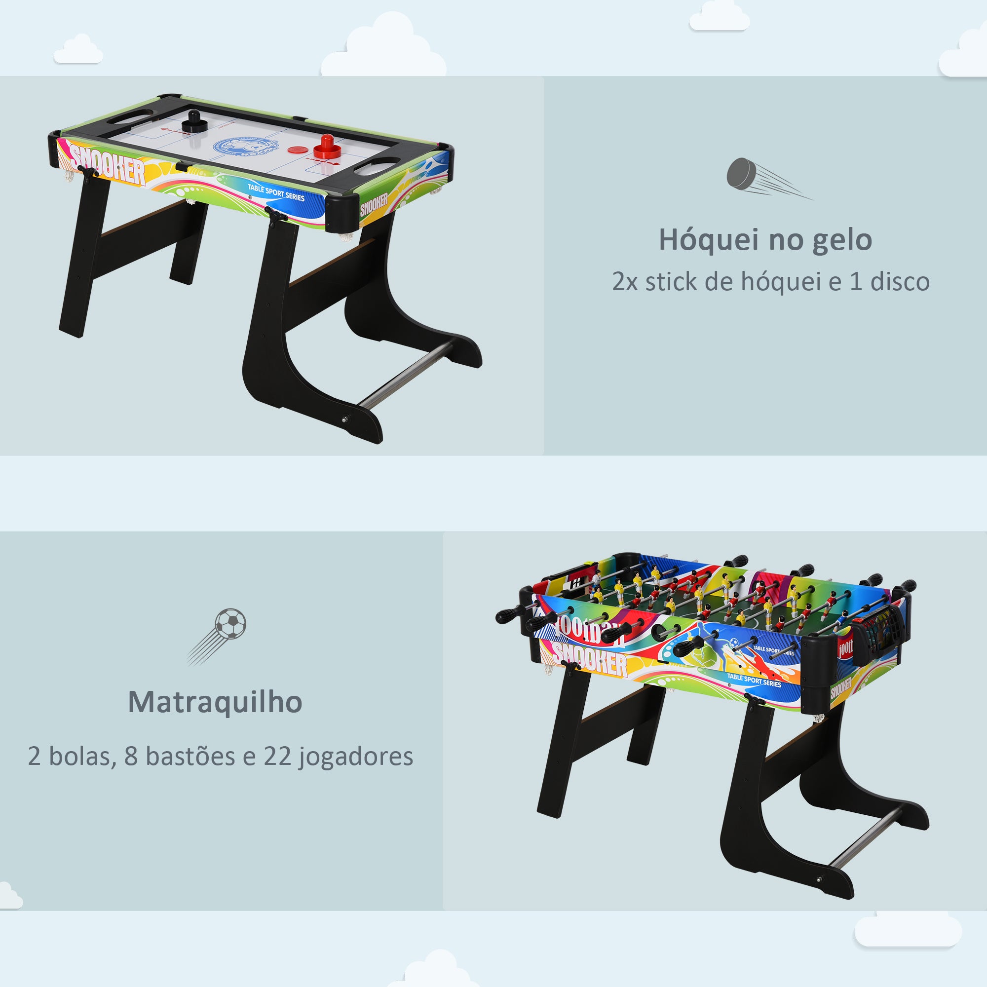Mesa de Jogos 4 em 1 Multicor 86.5x43.5x64 cm