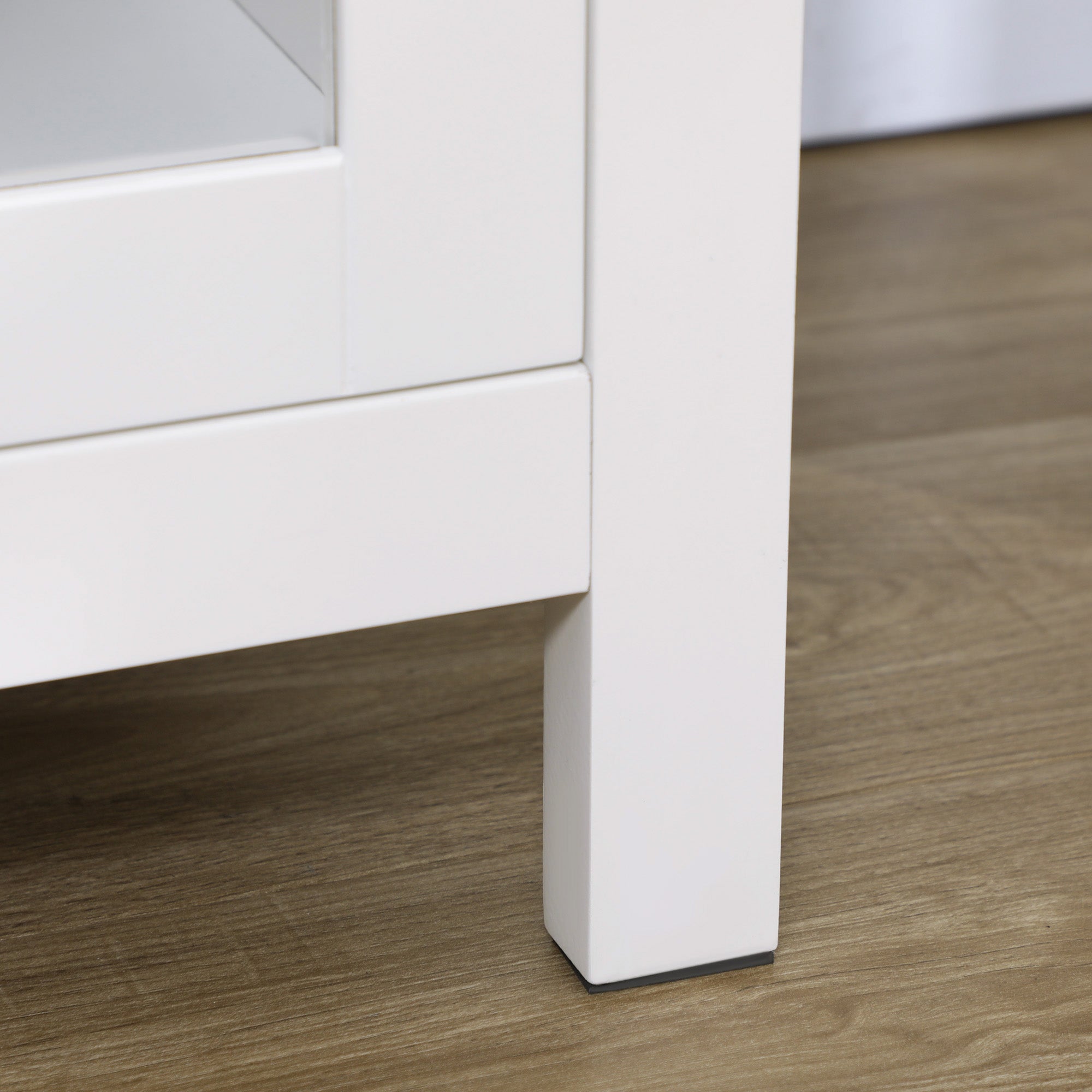 Aparador de Cozinha Moderno – 80x40x90 cm – Branco e Madeira – MDF, Melamina e Vidro