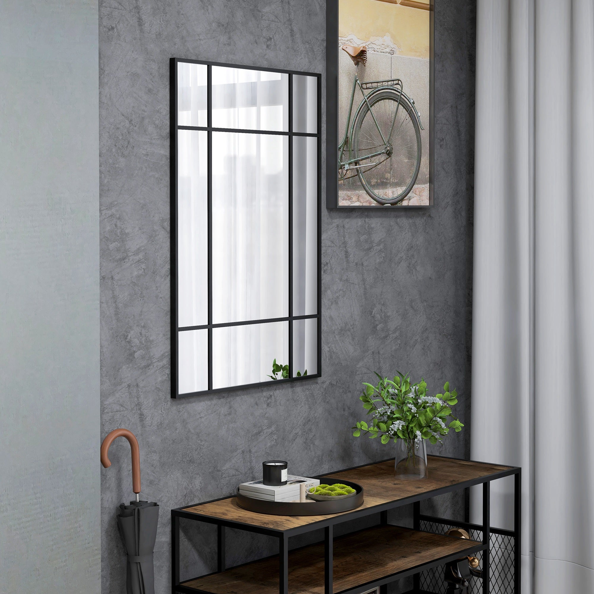 Espelho Retangular Estilo Janela 90x60 cm - Preto