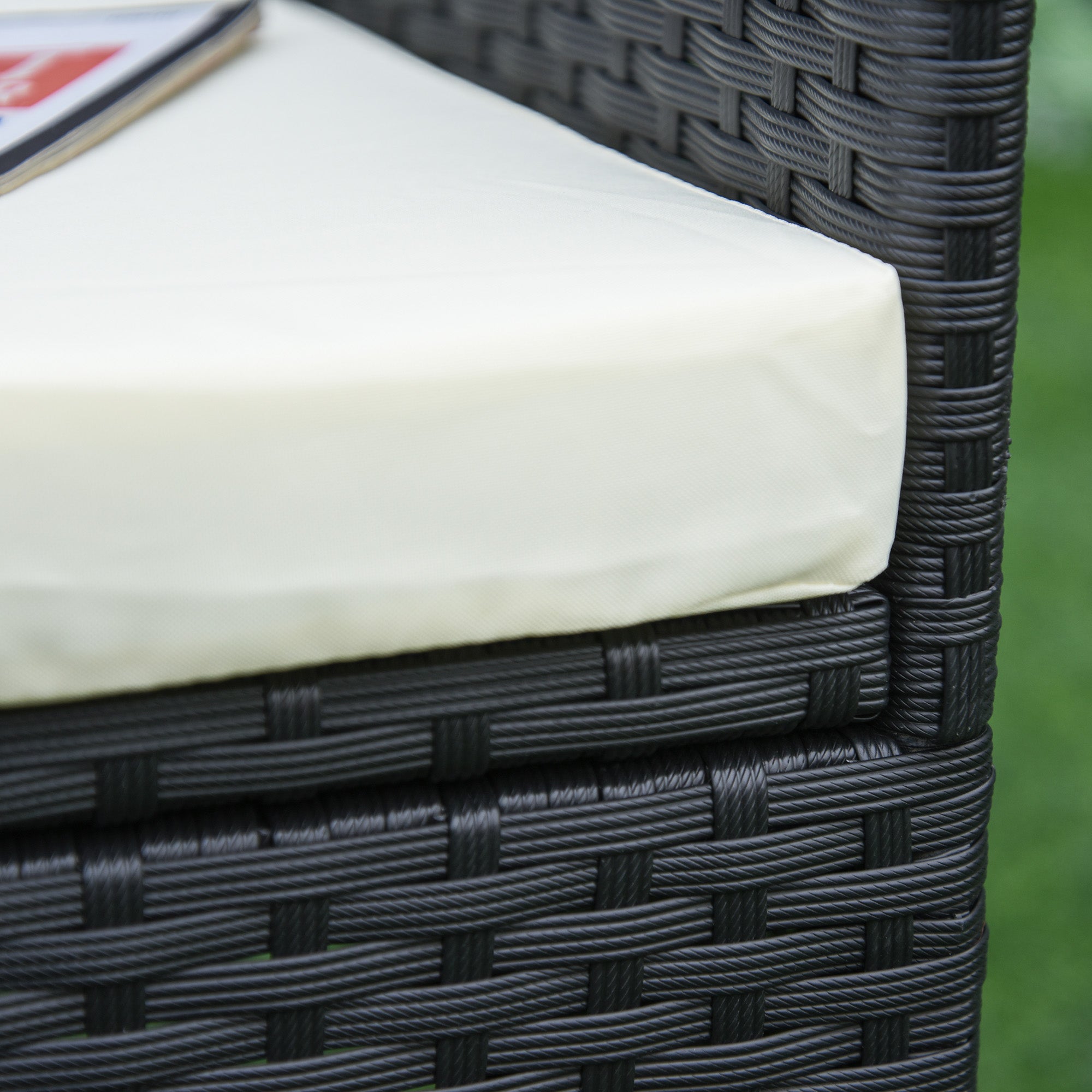 Conjunto de Móveis de Exterior – 60x58,5x89,5 cm – Preto – Metal e Vime