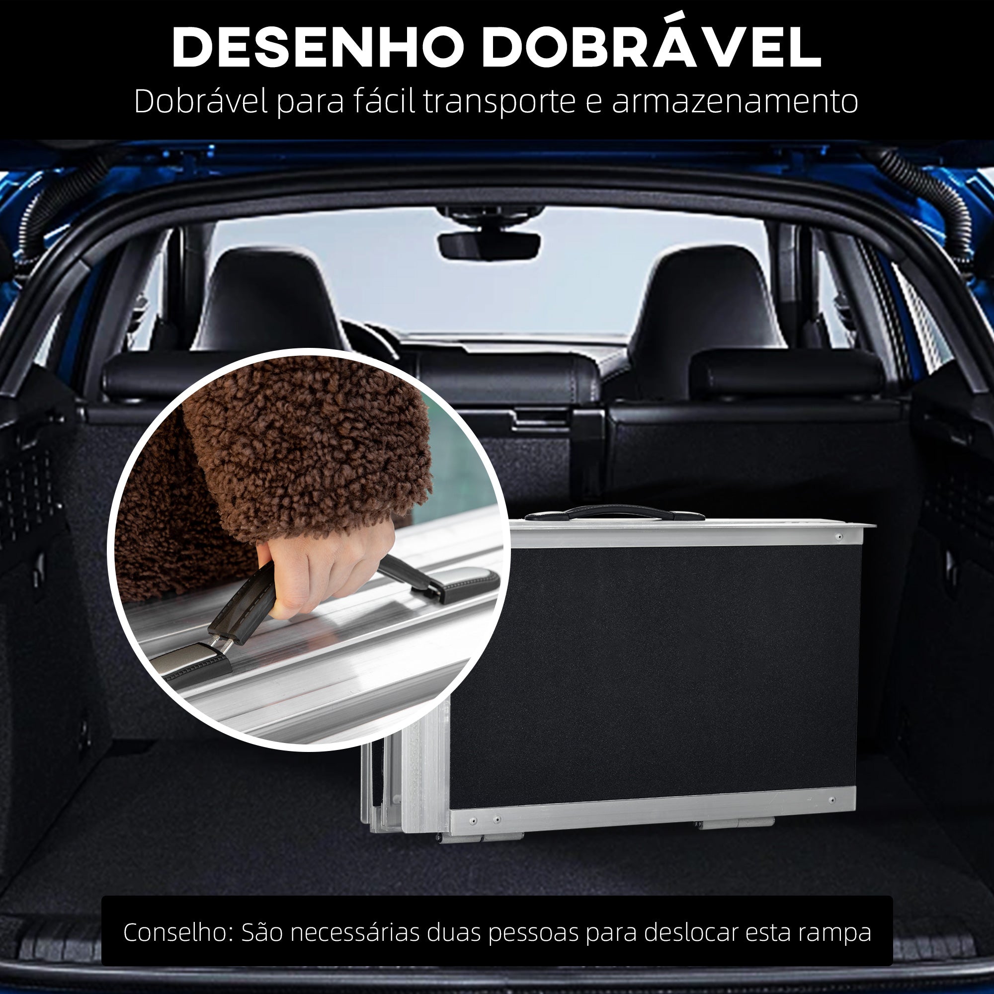 Rampa para Cadeiras de Rodas Dobrável 122x73,5 cm Cor Preto