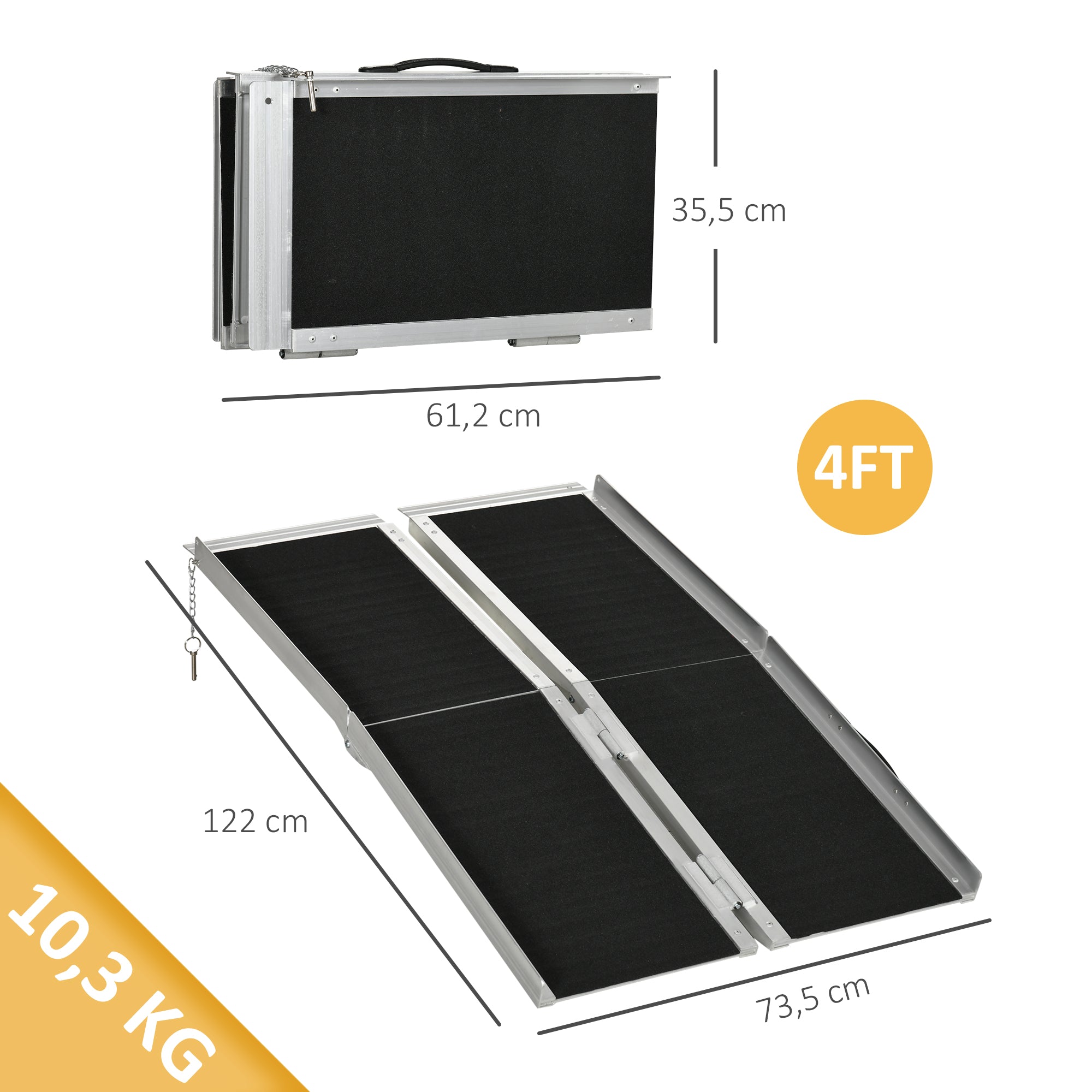 Rampa para Cadeiras de Rodas Dobrável 122x73,5 cm Cor Preto