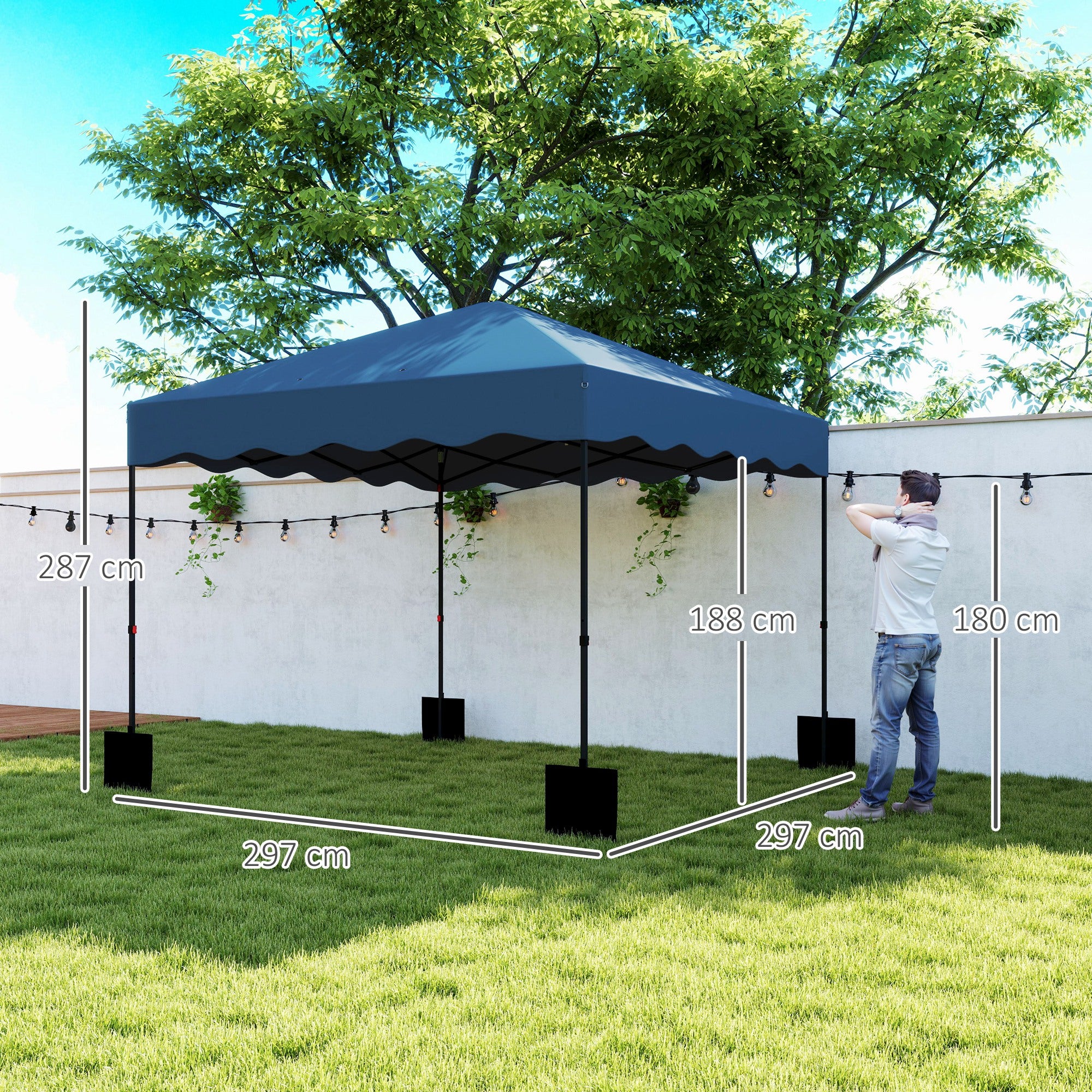 Tenda Dobrável Pop UP 3x3 m Azul – Metálica e Tecido Oxford