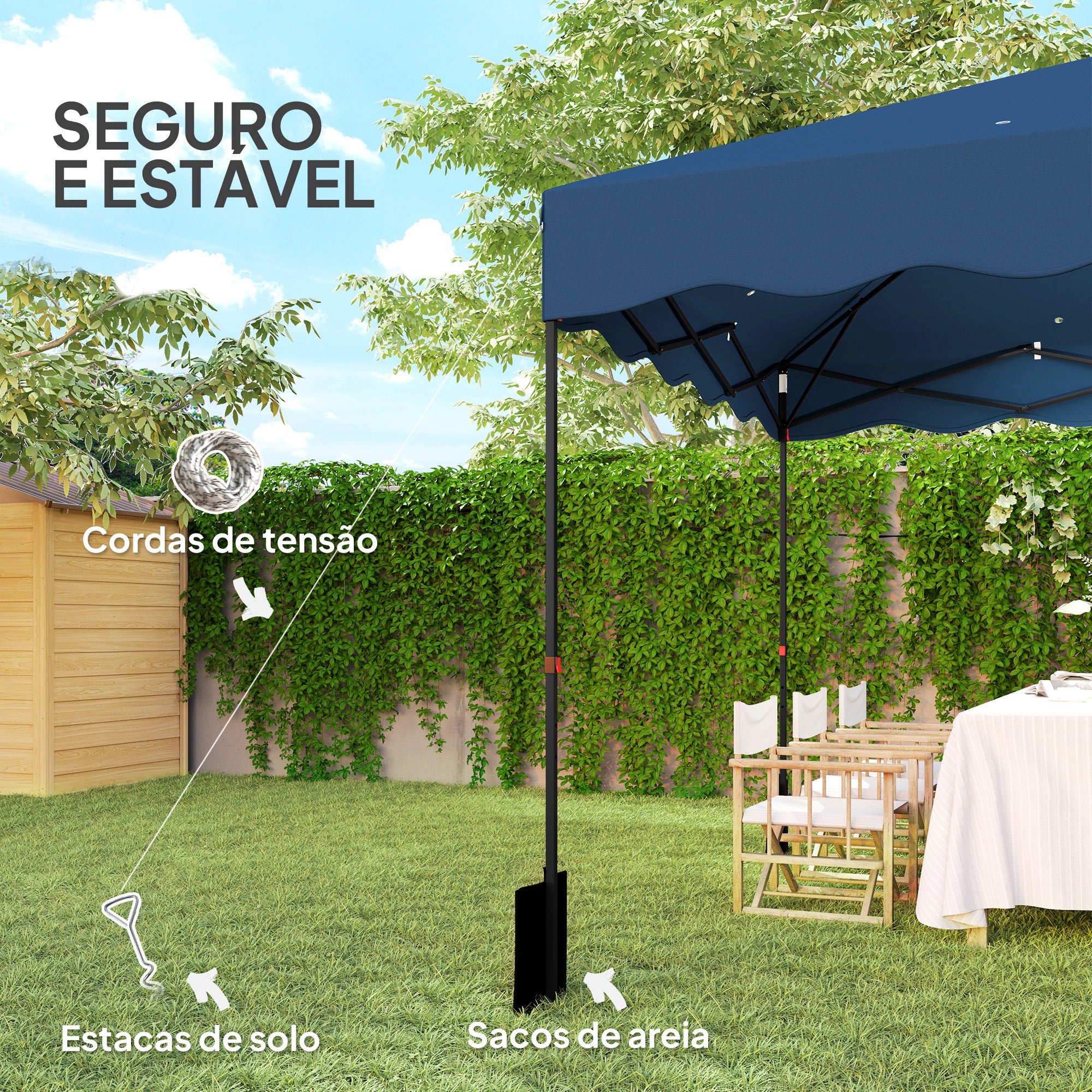 Tenda Dobrável Pop UP 3x3 m Azul – Metálica e Tecido Oxford
