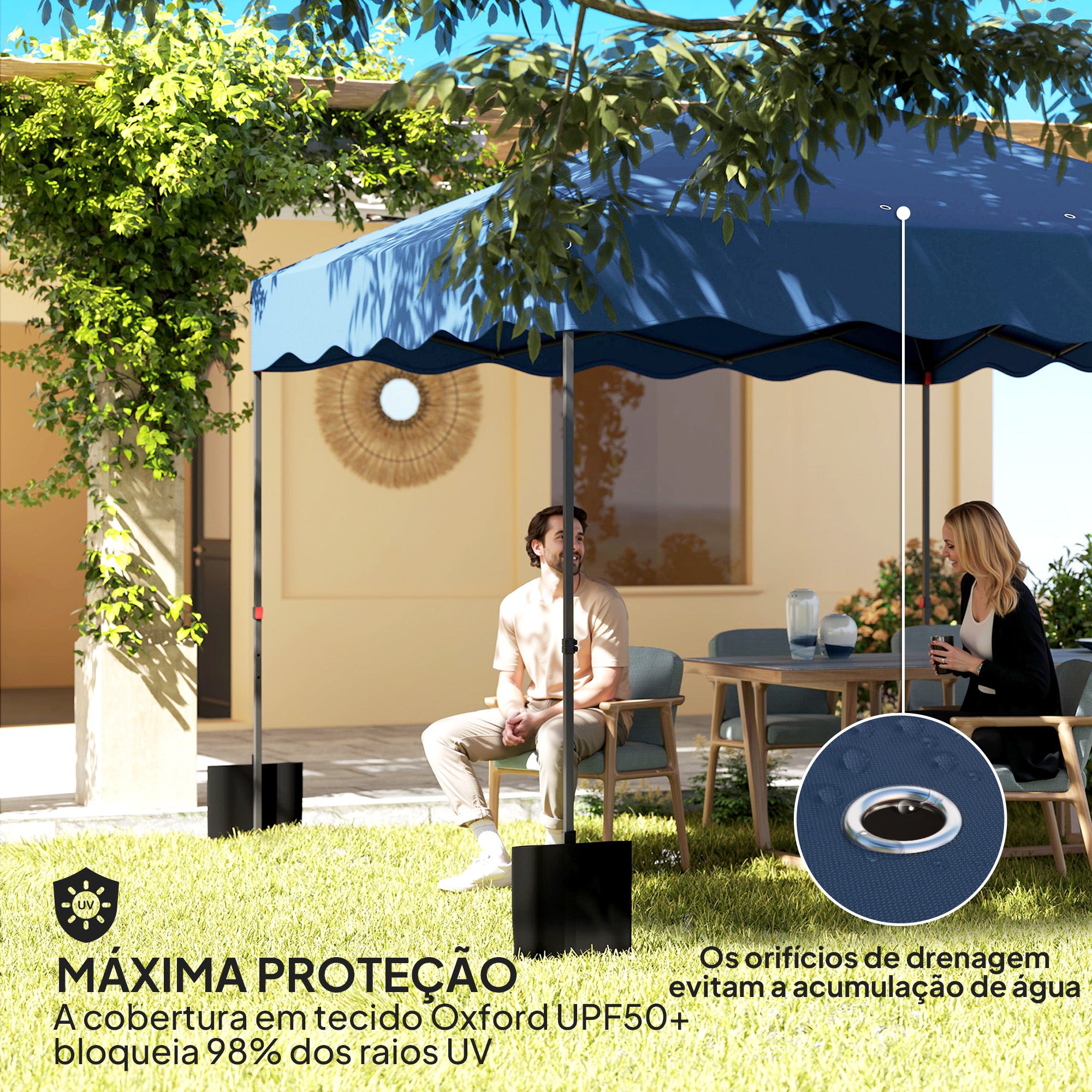 Tenda Dobrável Pop UP 3x3 m Azul – Metálica e Tecido Oxford