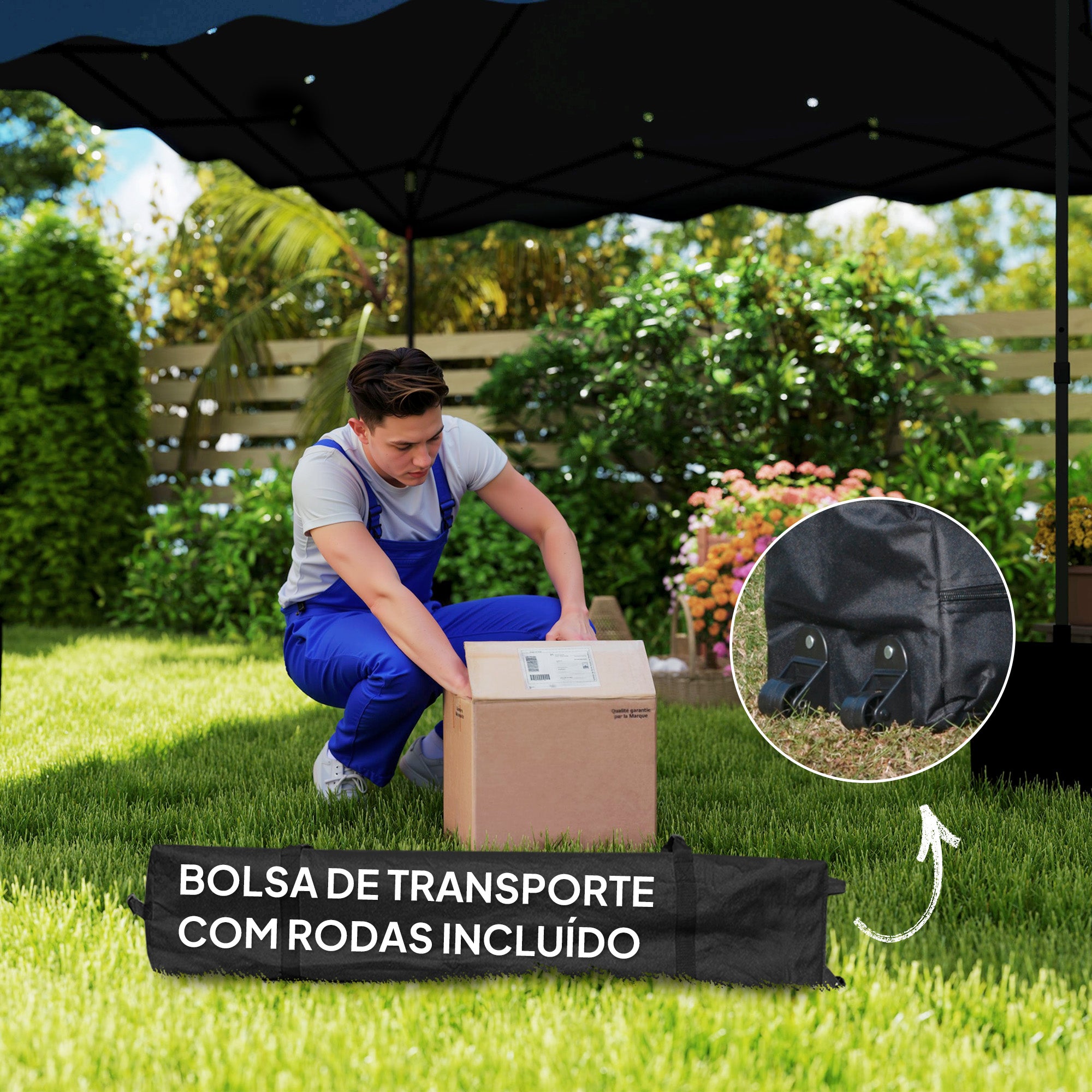 Tenda Dobrável Pop UP 3x3 m Azul – Metálica e Tecido Oxford