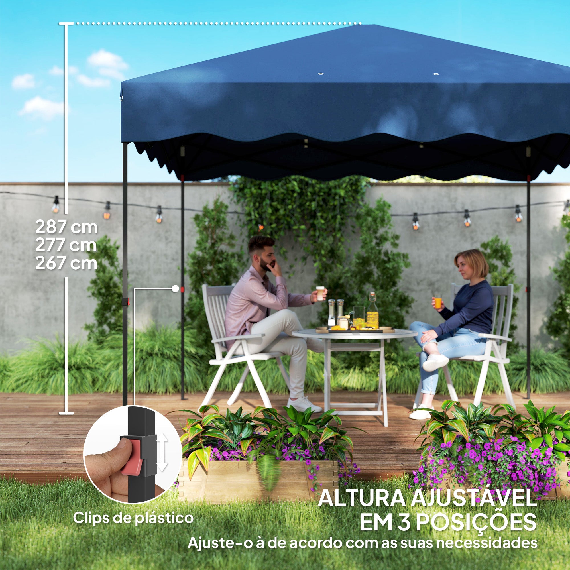 Tenda Dobrável Pop UP 3x3 m Azul – Metálica e Tecido Oxford