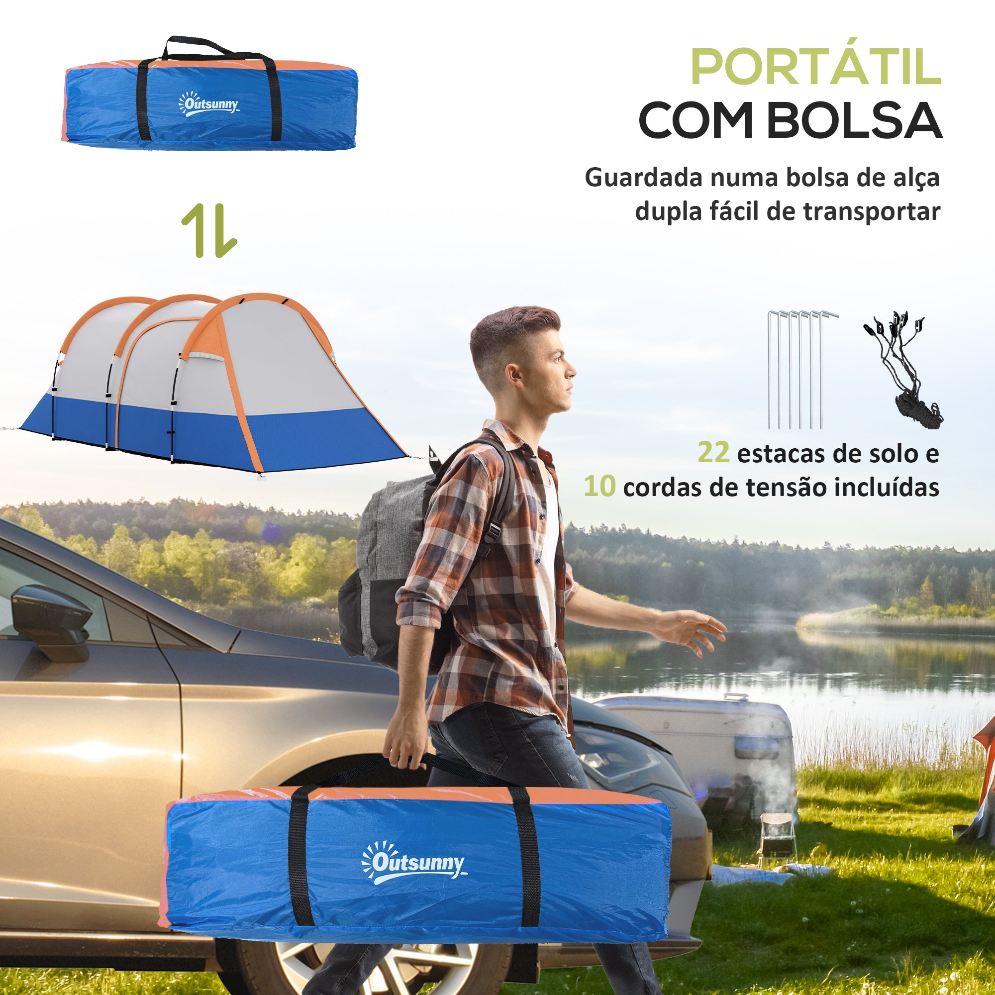 Tenda de Campismo Familiar Multicor 420x200x150 cm