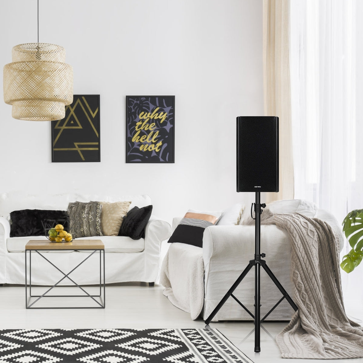 Suporte de Tripé para Coluna Dobrável Profissional Ajustável em Altura 97-183 cm Capacidade Máxima de 50kg