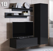 Conjunto de móveis de sala – 1,6m – preto – melamina