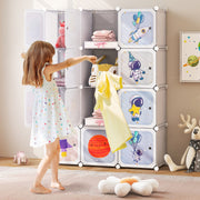 Armário Infantil Portátil de 12 Cubos para Bebés com 2 Seções para Pendurar no Quarto 107 x 36 x 142 cm Branco
