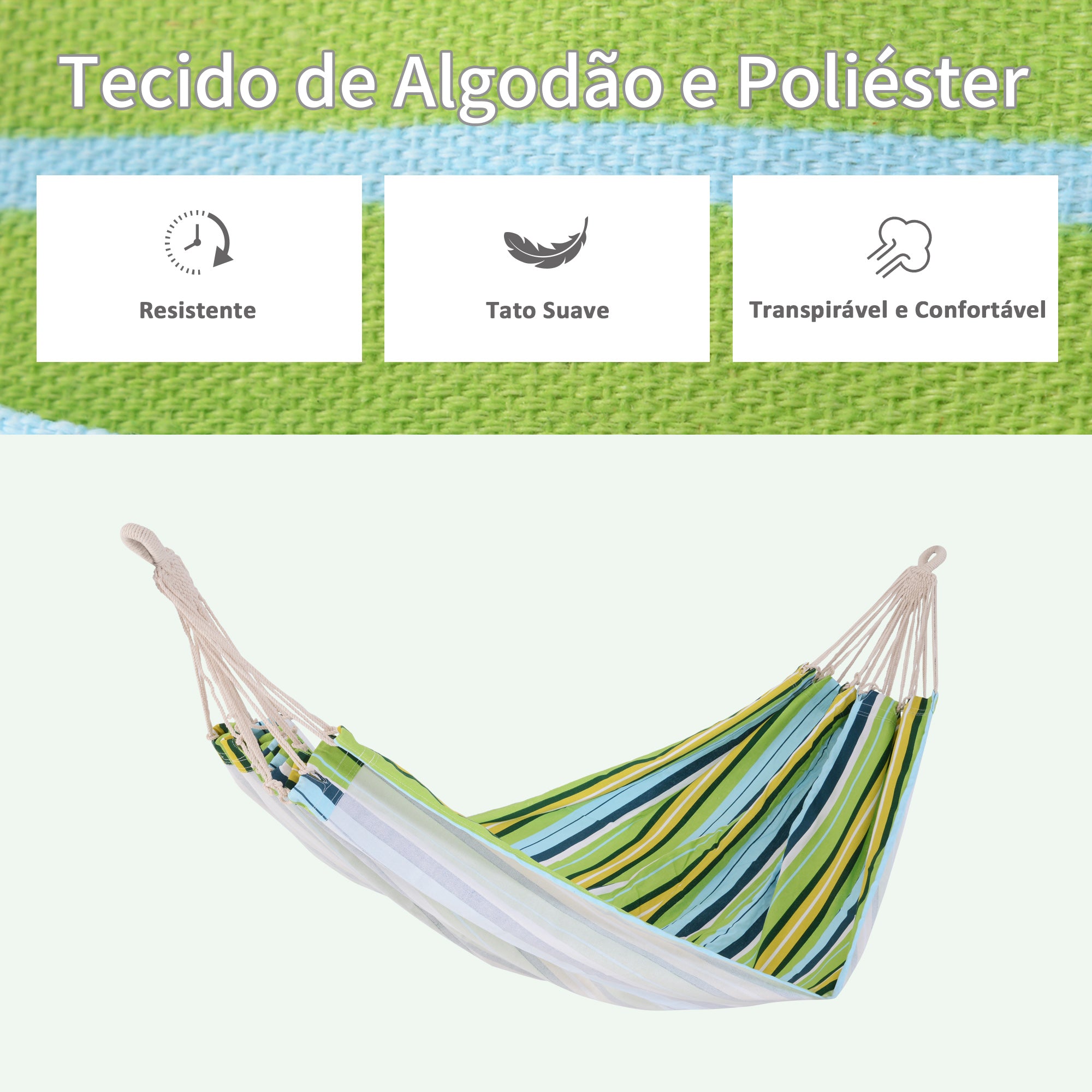 Cama Rede de Algodão 210x150 cm Multicor para Jardim