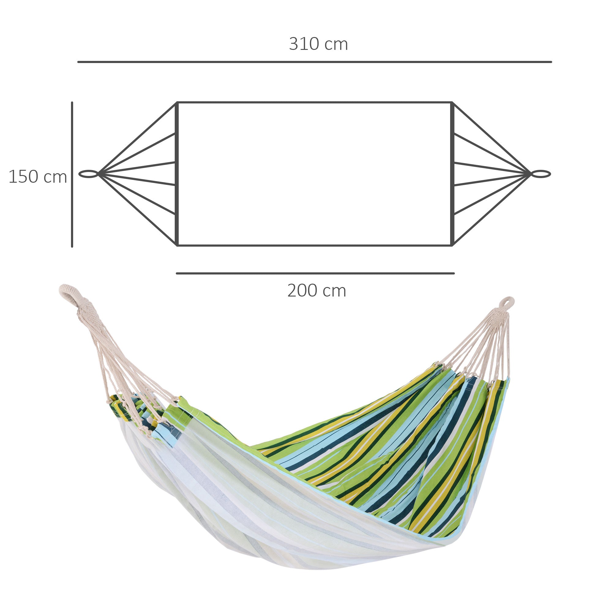 Cama Rede de Algodão 210x150 cm Multicor para Jardim