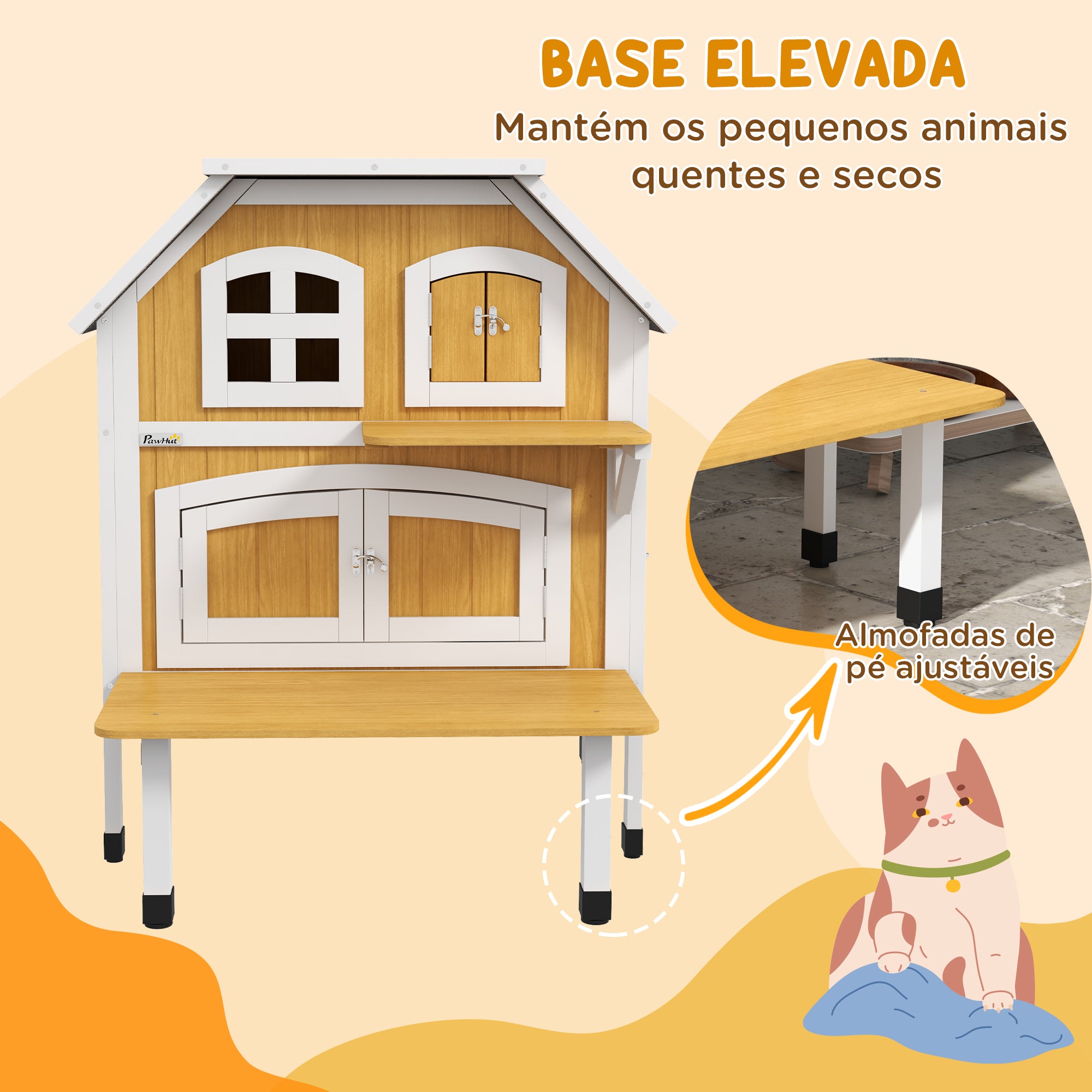 Casa para Gatos de Madeira 78x82x93 cm Cor de Madeira Natural