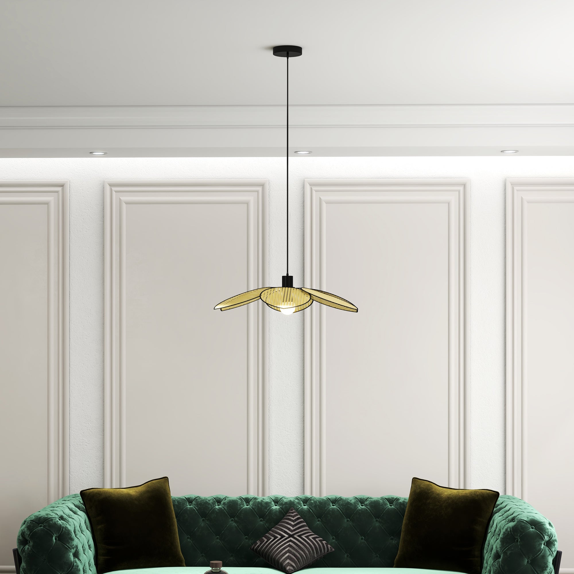 Candeeiro de Teto – 68x115 cm – Preto – Vime Sintético