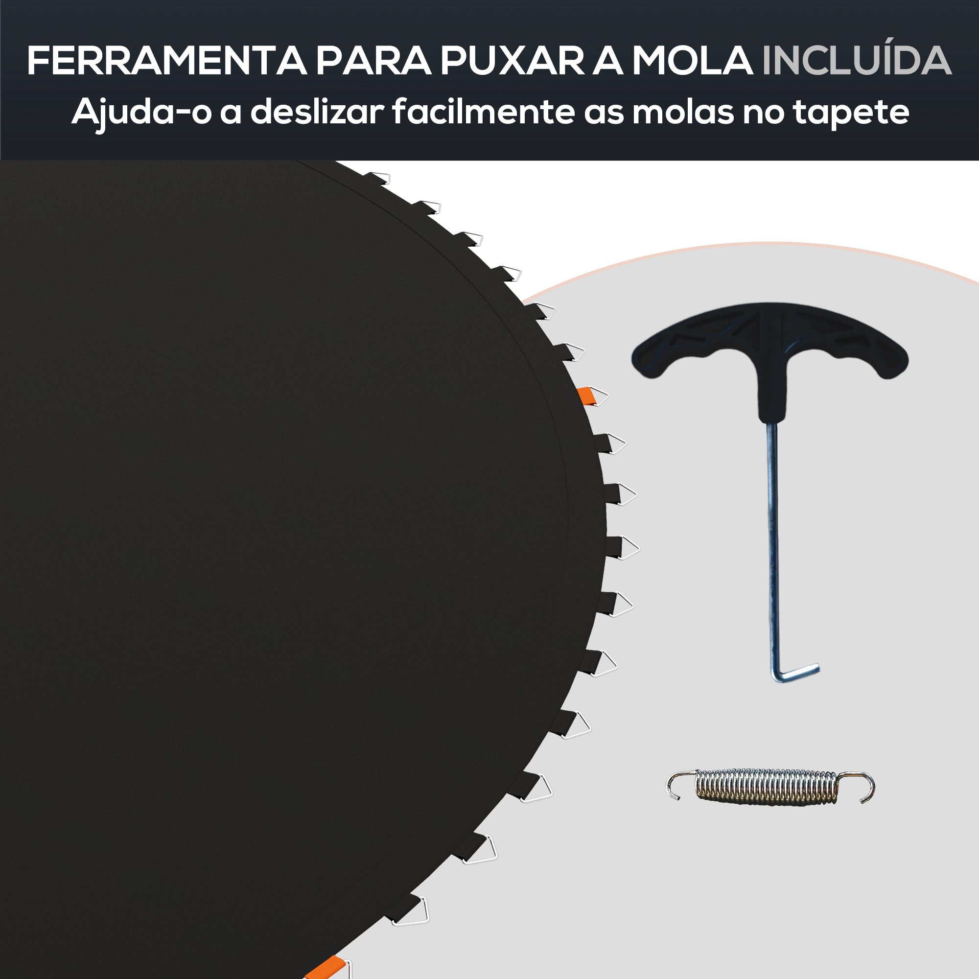 Tapete de Substituição para Trampolim Redondo Ø323 cm Cor Preto