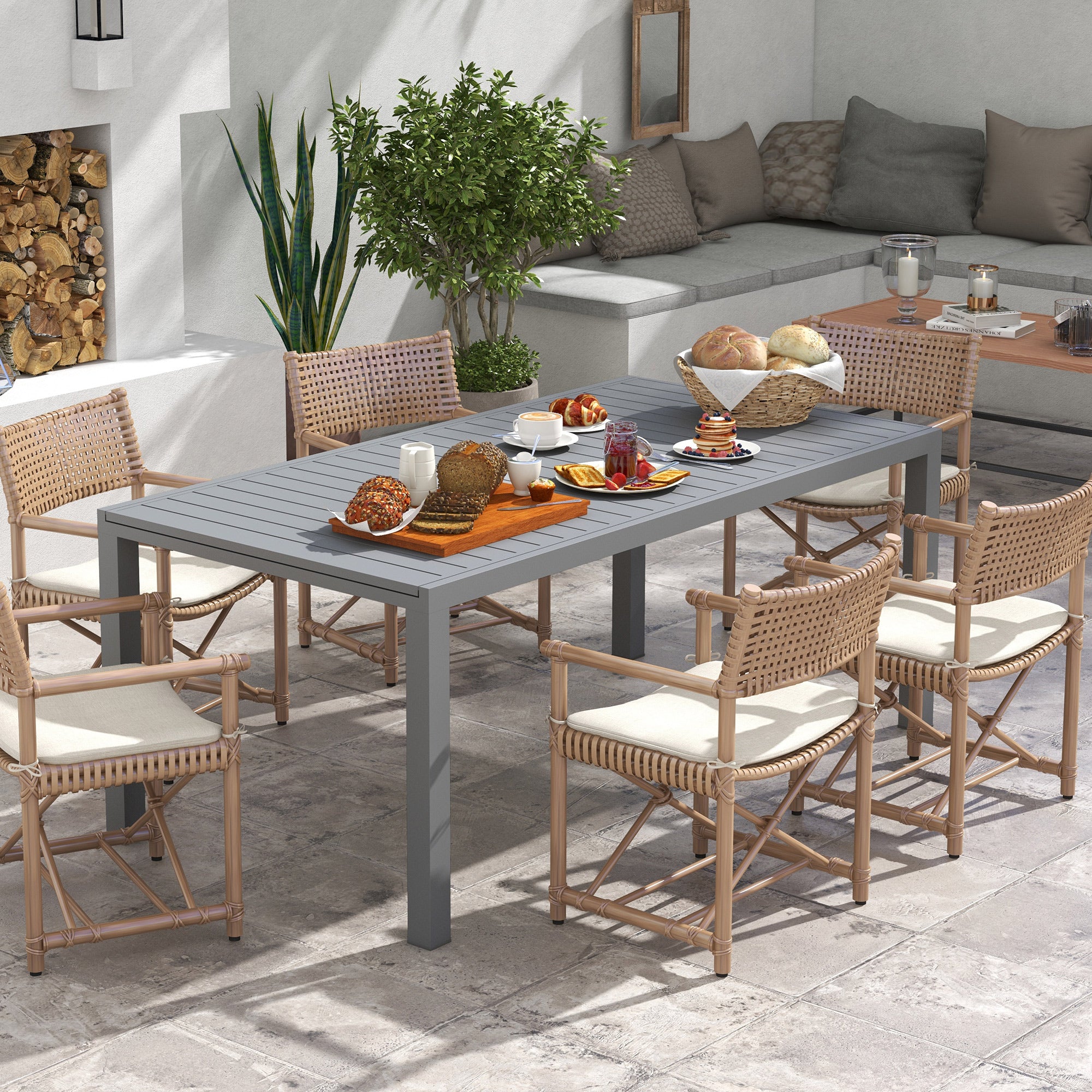 Mesa de Jardim Extensível 180/240x94x73 cm Cinza Escuro
