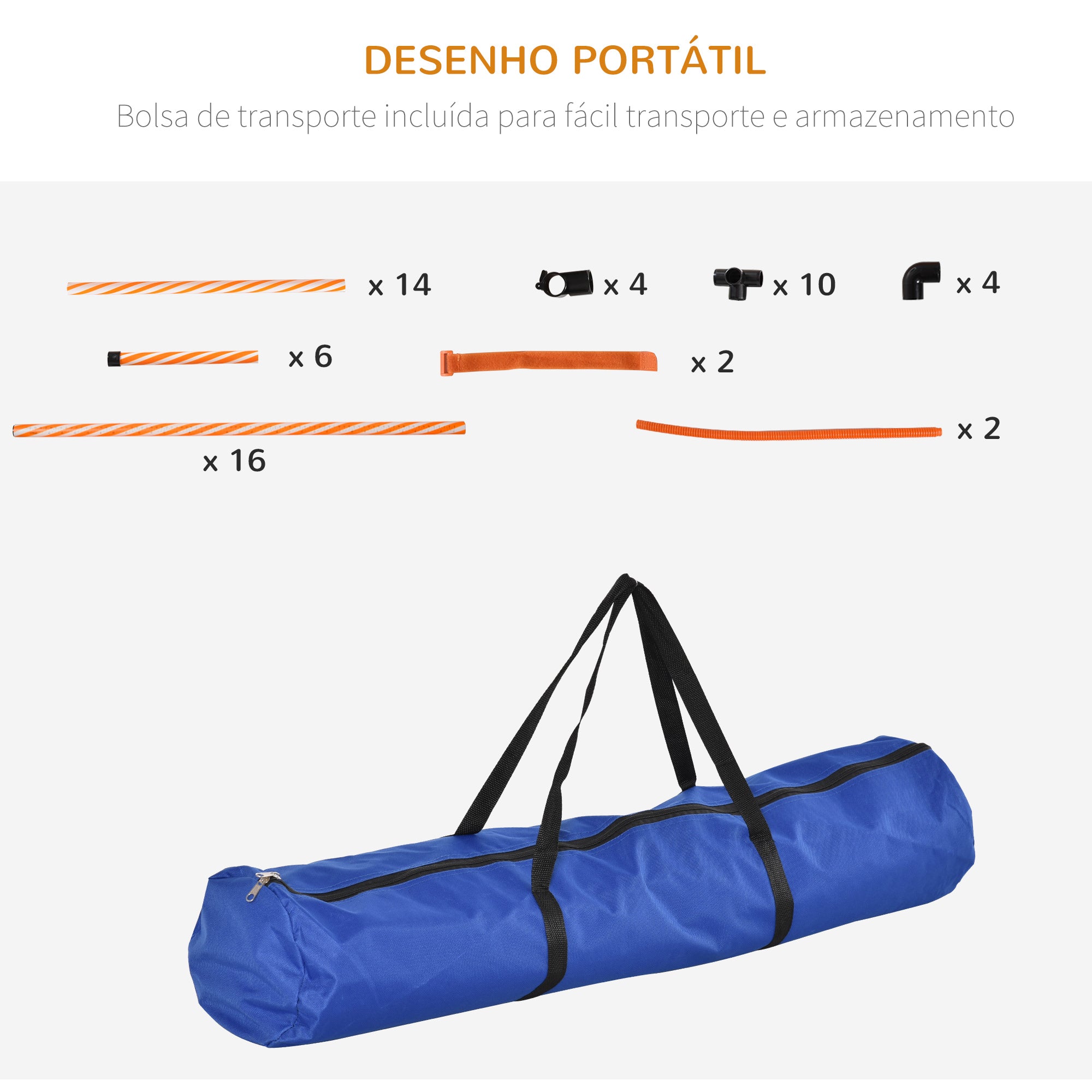 Kit de Treino de Agilidade para Cães - Laranja (328x67x93 cm)