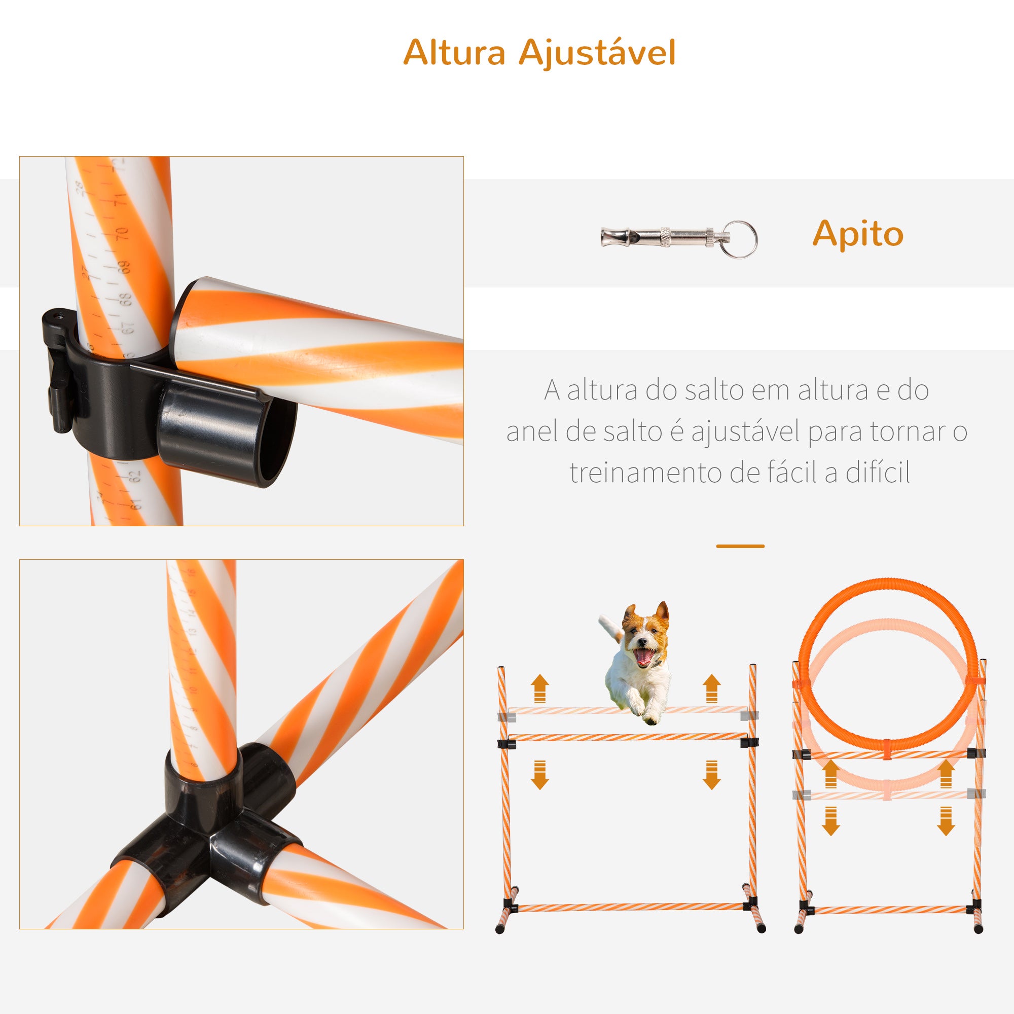Kit de Treino de Agilidade para Cães - Laranja (328x67x93 cm)