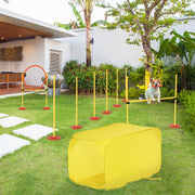 Conjunto de Obstáculos de Treinamento para Cães – 128x23x9-100 cm – Amarelo – ABS, PE, poliéster