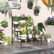 Suporte para Plantas de 3 Níveis 73x66x85 cm - Cor Preto