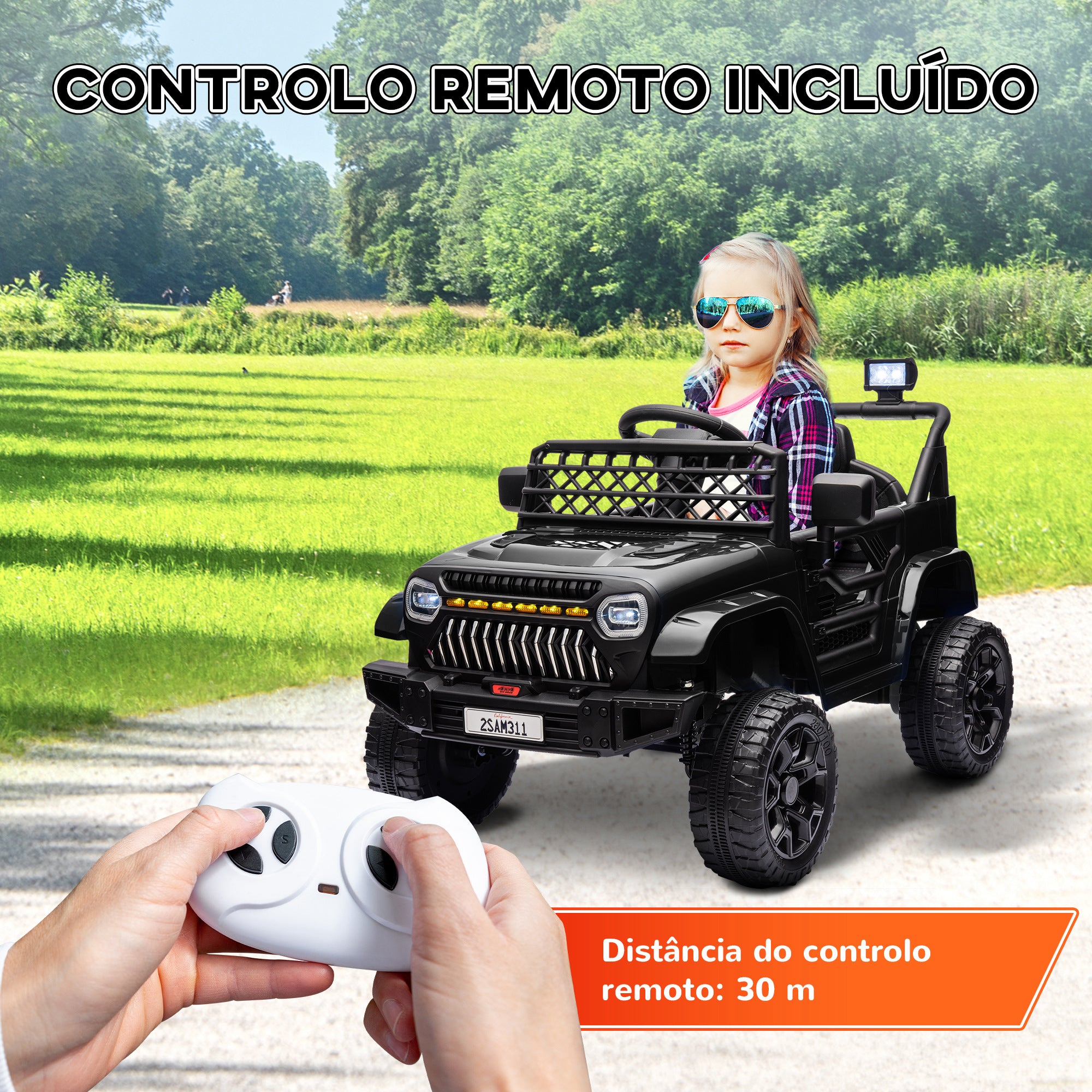 Carro Elétrico Infantil UTV Preto 95x62,5x65 cm