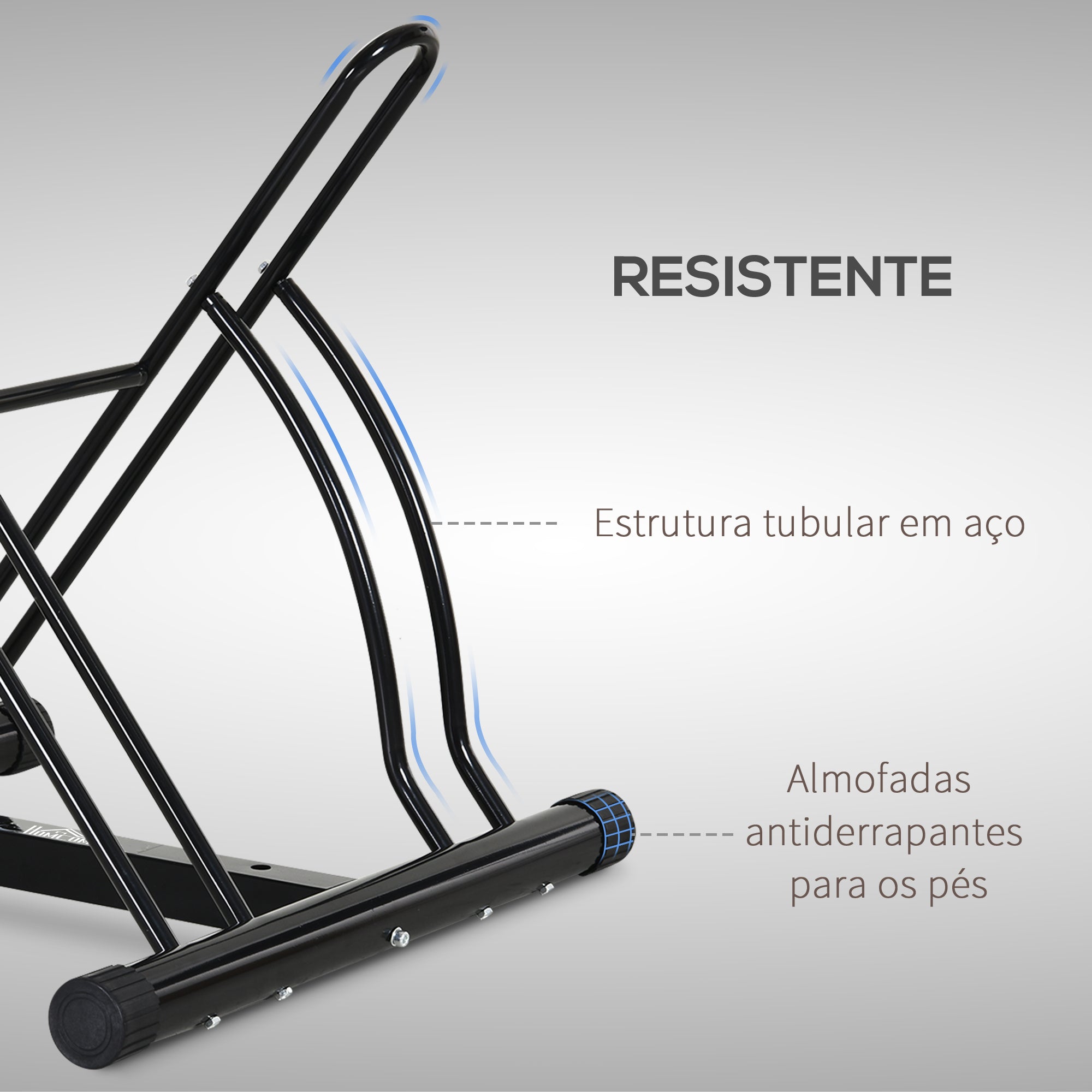 Suporte de Estacionamento para 2 Bicicletas – 60x54x57 cm – Cor Preto – Aço Tubular