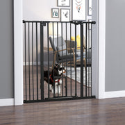 Barreira de Segurança para Cães com Porta Pequena 101x3.5x104.1 cm Preto
