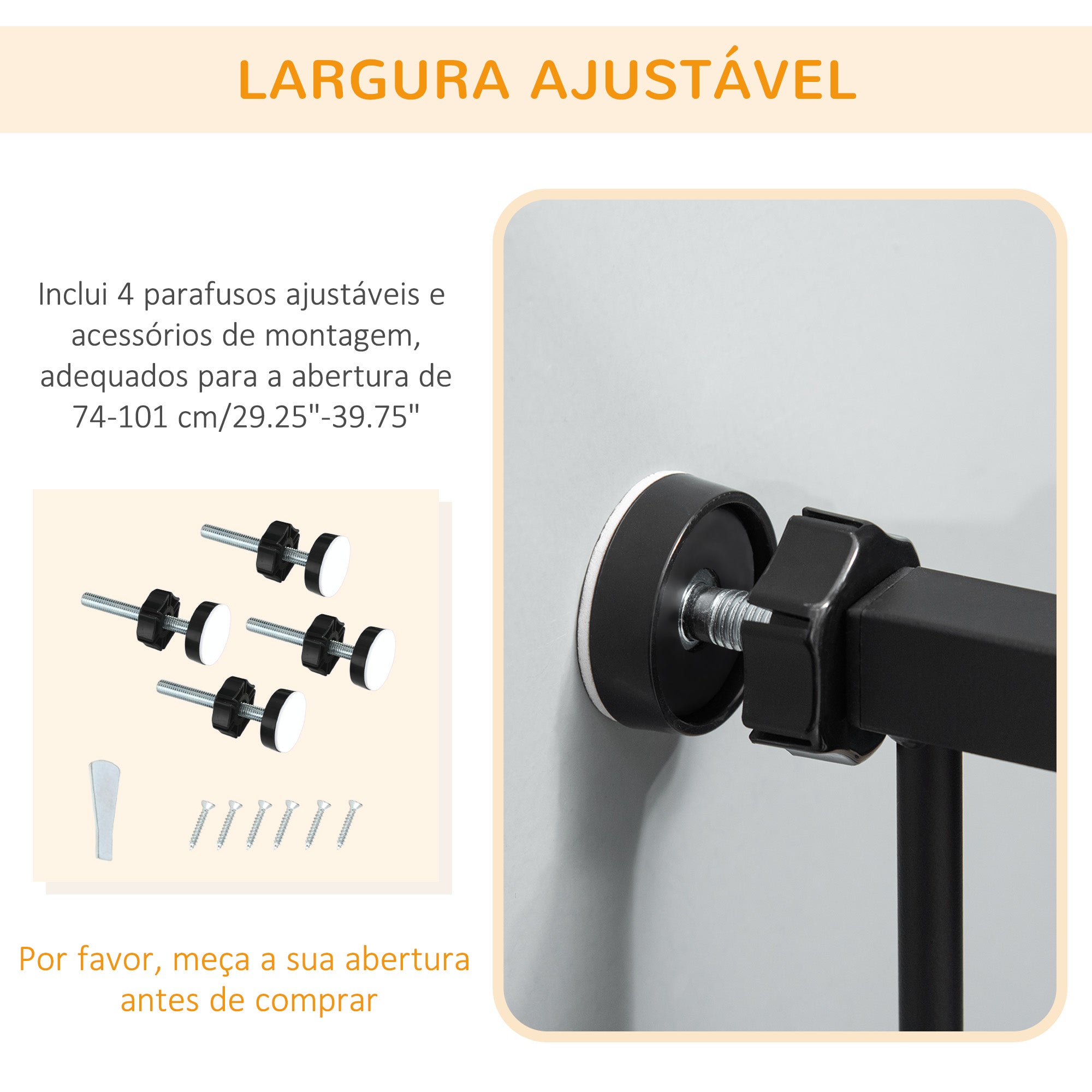 Barreira de Segurança para Cães com Porta Pequena 101x3.5x104.1 cm Preto