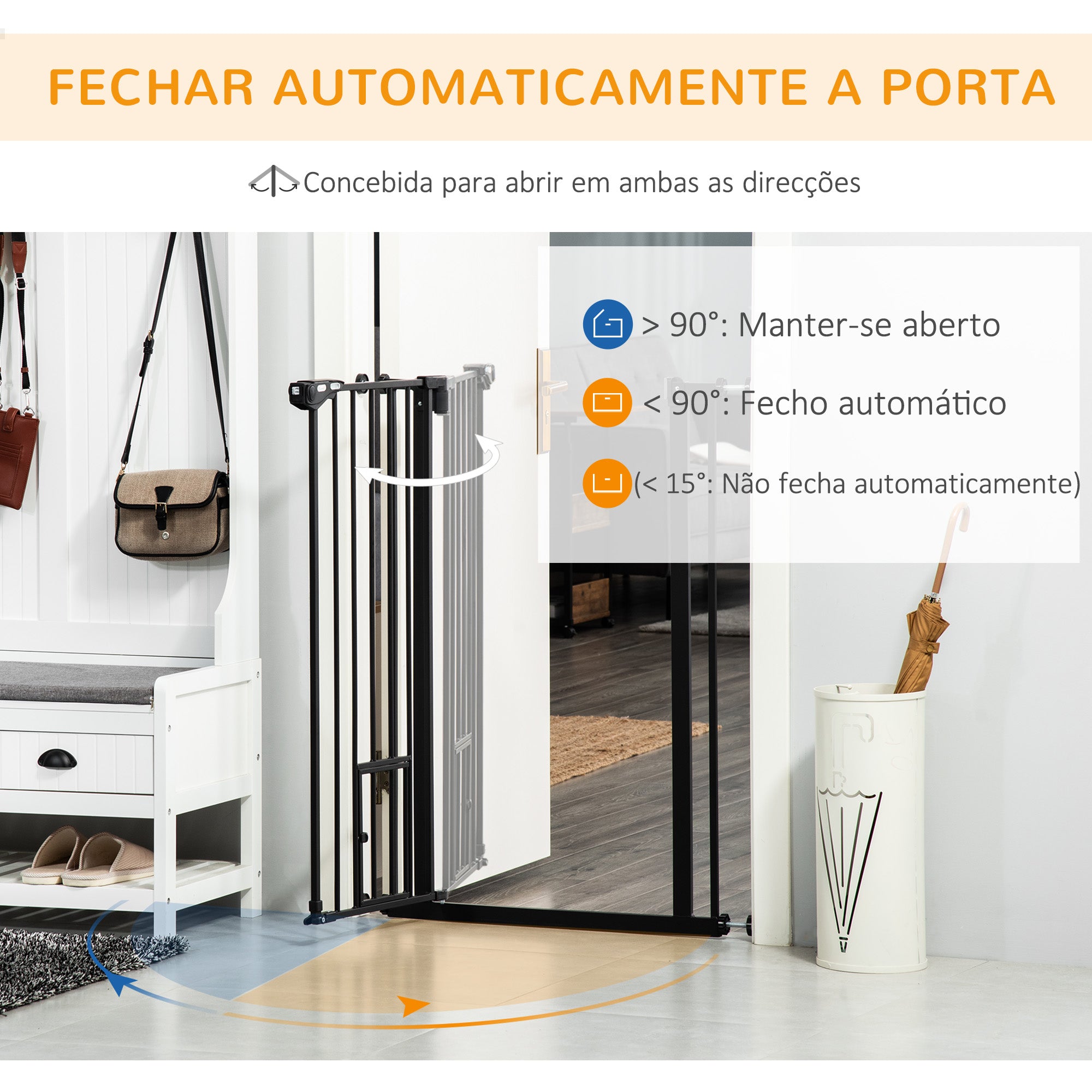 Barreira de Segurança para Cães com Porta Pequena 101x3.5x104.1 cm Preto