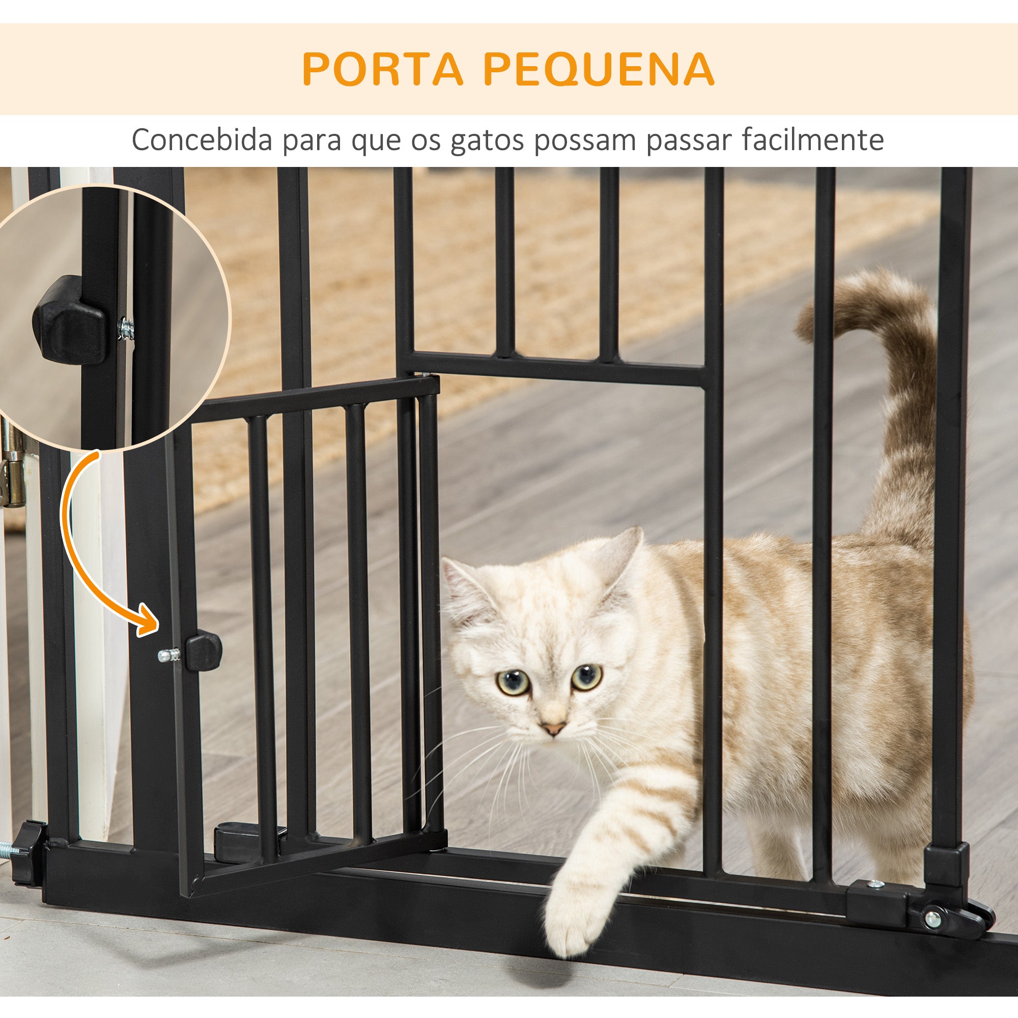 Barreira de Segurança para Cães com Porta Pequena 101x3.5x104.1 cm Preto
