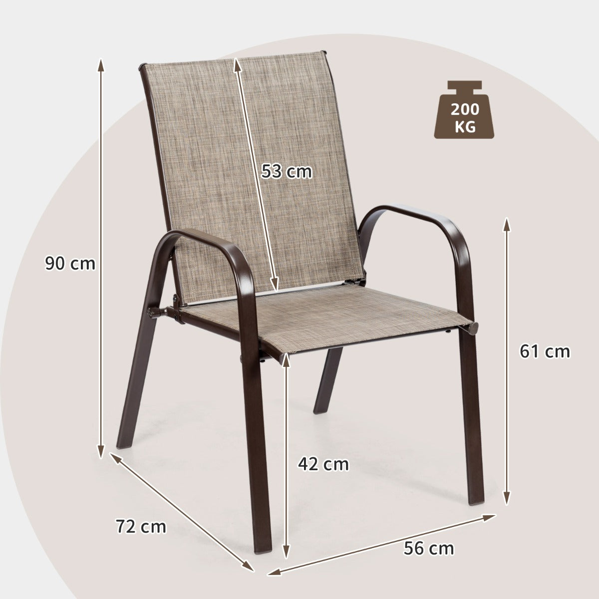 Conjunto de 2 Cadeiras de Jantar com Apoios de Braços Curvos – 56 x 72 x 90 cm – Cinza – Tecido e Metal