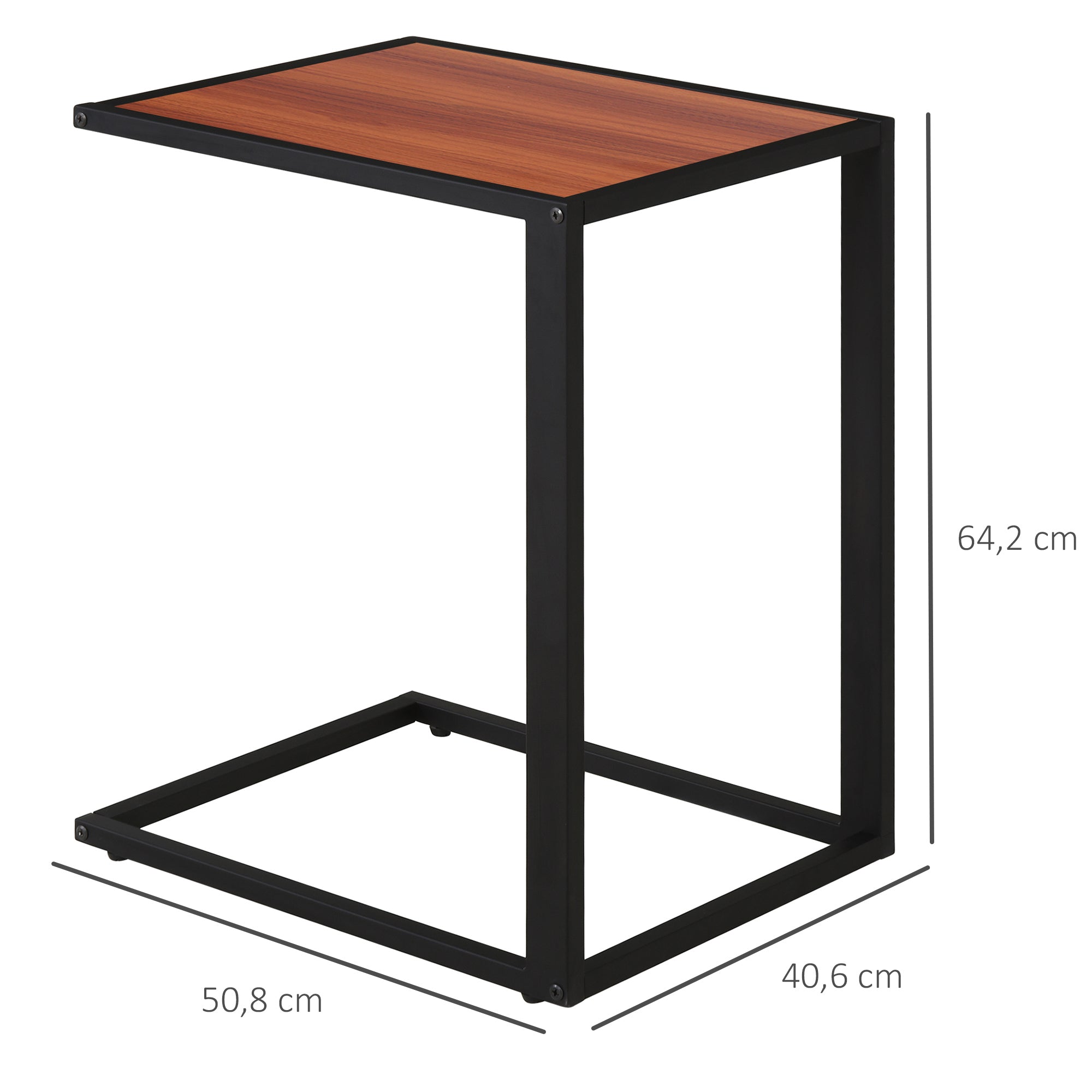 Mesa Lateral em Forma de C 40,6x50,8x64,2 cm Cor de Noz