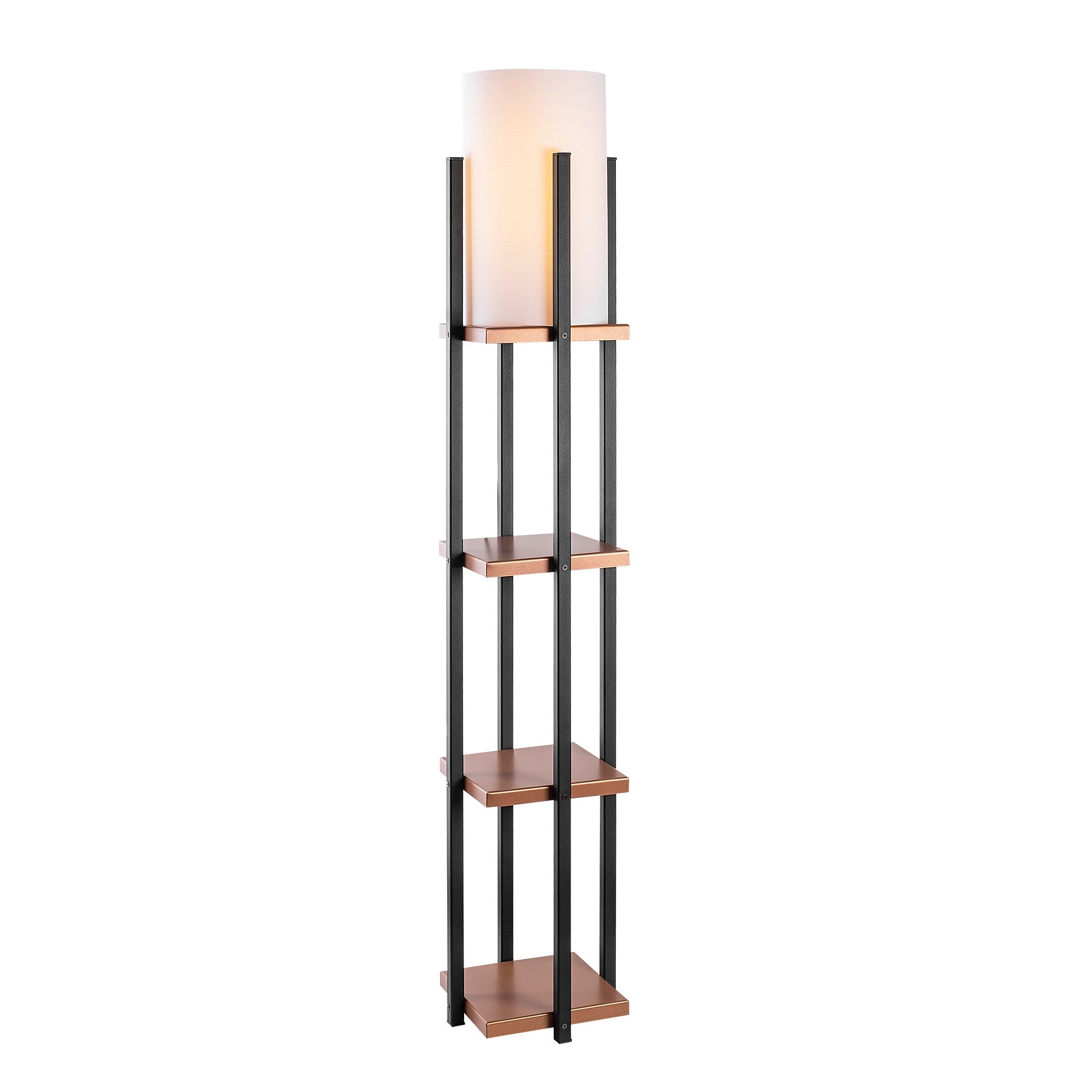 Candeeiro de Pé Escandinava, Preta e Cobre, 25 x 25 x 130 cm | Corpo de Metal, 1 Soquete E27, 40 W Máx., IP20, Cabo de 400 cm, Design Elegante e Funcional
