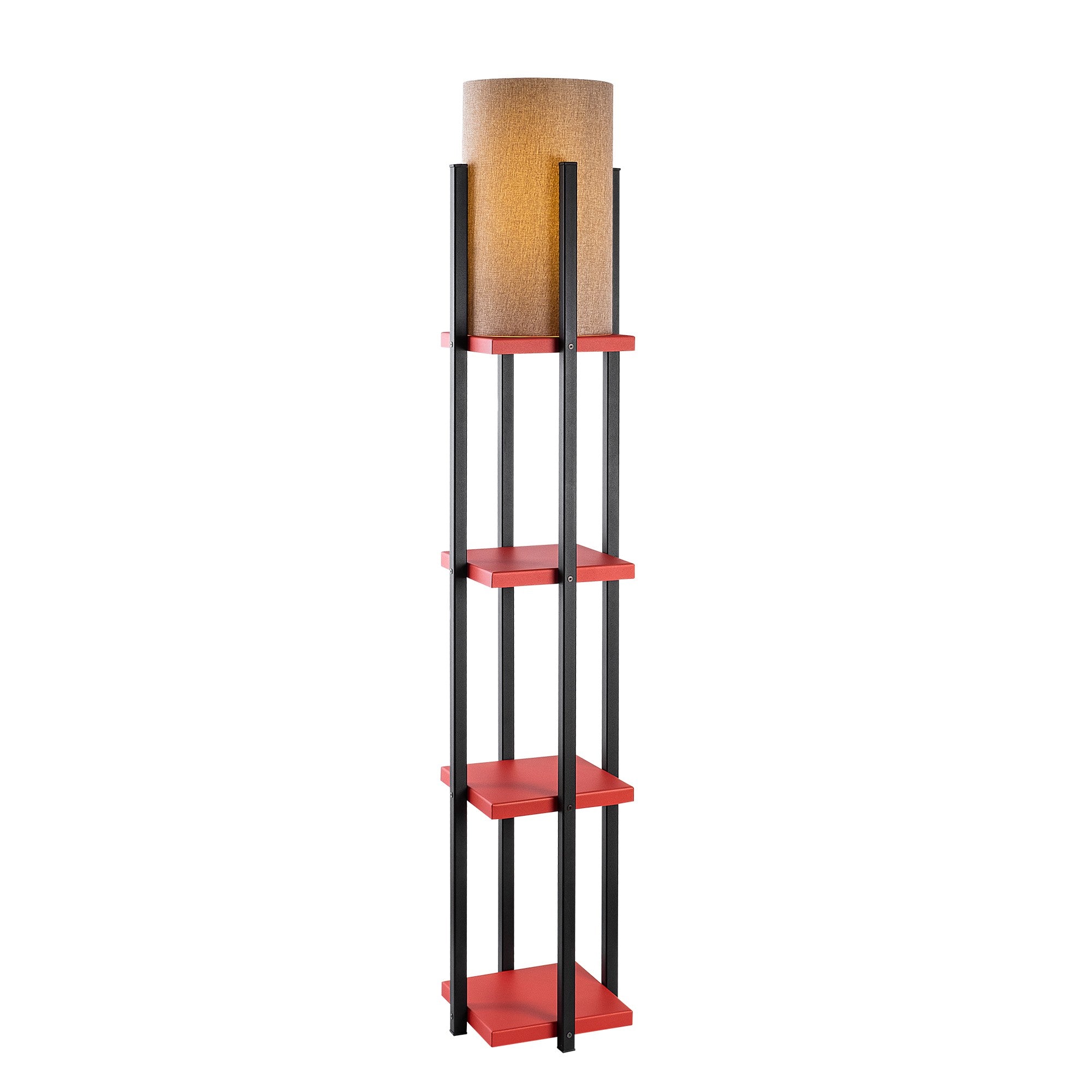 Candeeiro de Pé moderna com corpo de metal, 130 cm de altura, preta e vermelha, 1 soquete E27, 40 W máx., IP20, cabo de 400 cm, iluminação elegante e funcional para casa