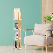 Candeeiro de Pé Escandinava, Branca e Dourada, 130 cm de Altura | Corpo em Metal, Abajur de 20 cm, 1 Soquete E27, 40 W Máx., IP20, Cabo de 400 cm | Iluminação Elegante e Funcional